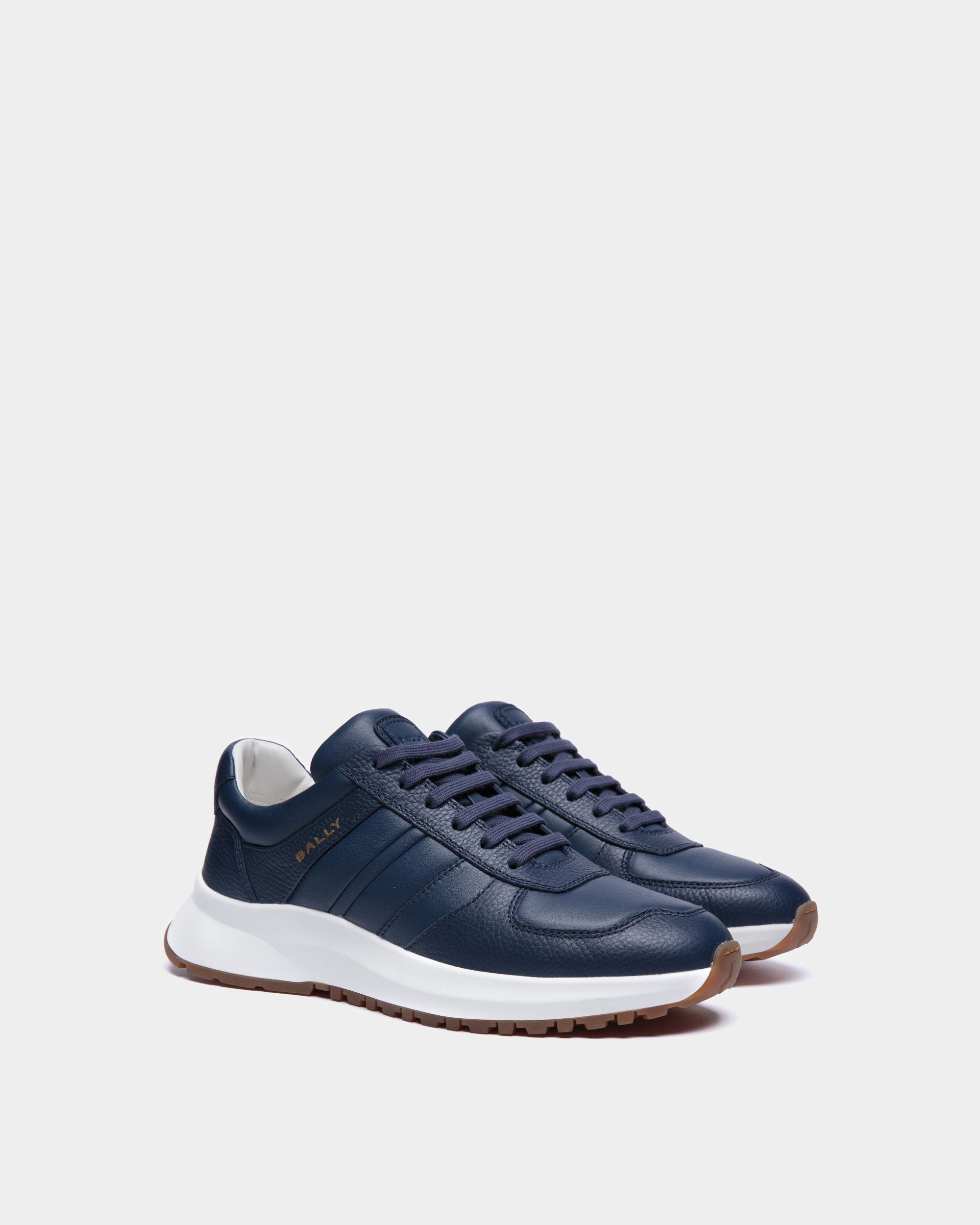 Outline Sneaker Aus Genarbtem Leder In Blau - Herren - Bally - 02