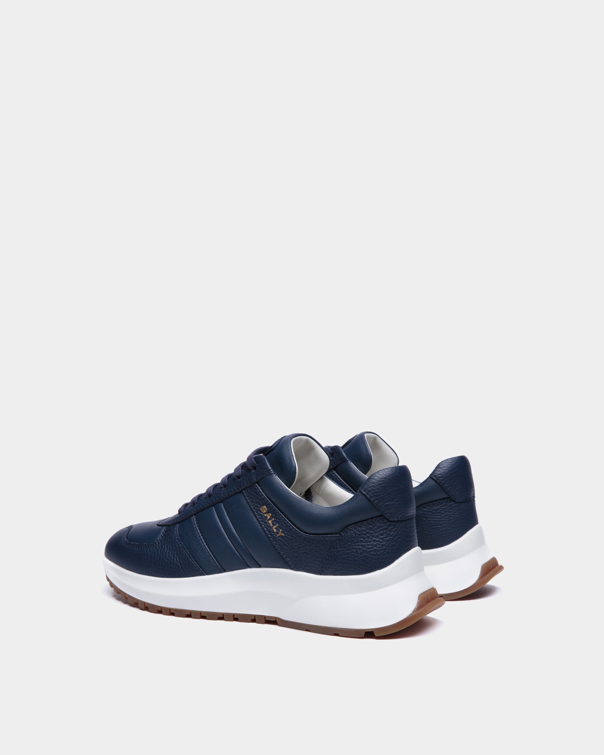 Outline Sneaker Aus Genarbtem Leder In Blau - Herren - Bally - 03