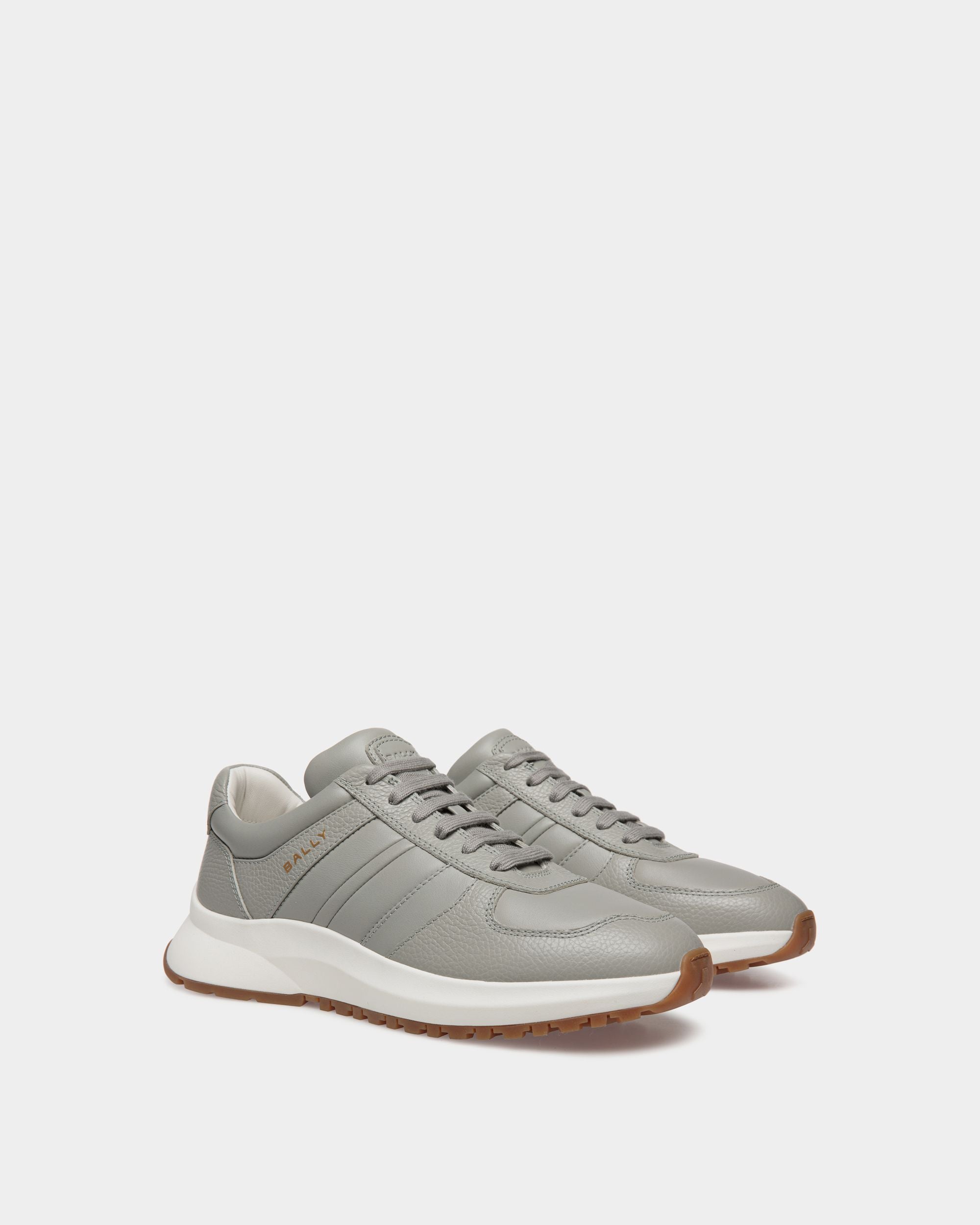 Outline Sneaker Aus Genarbtem Leder In Grau - Herren - Bally - 02