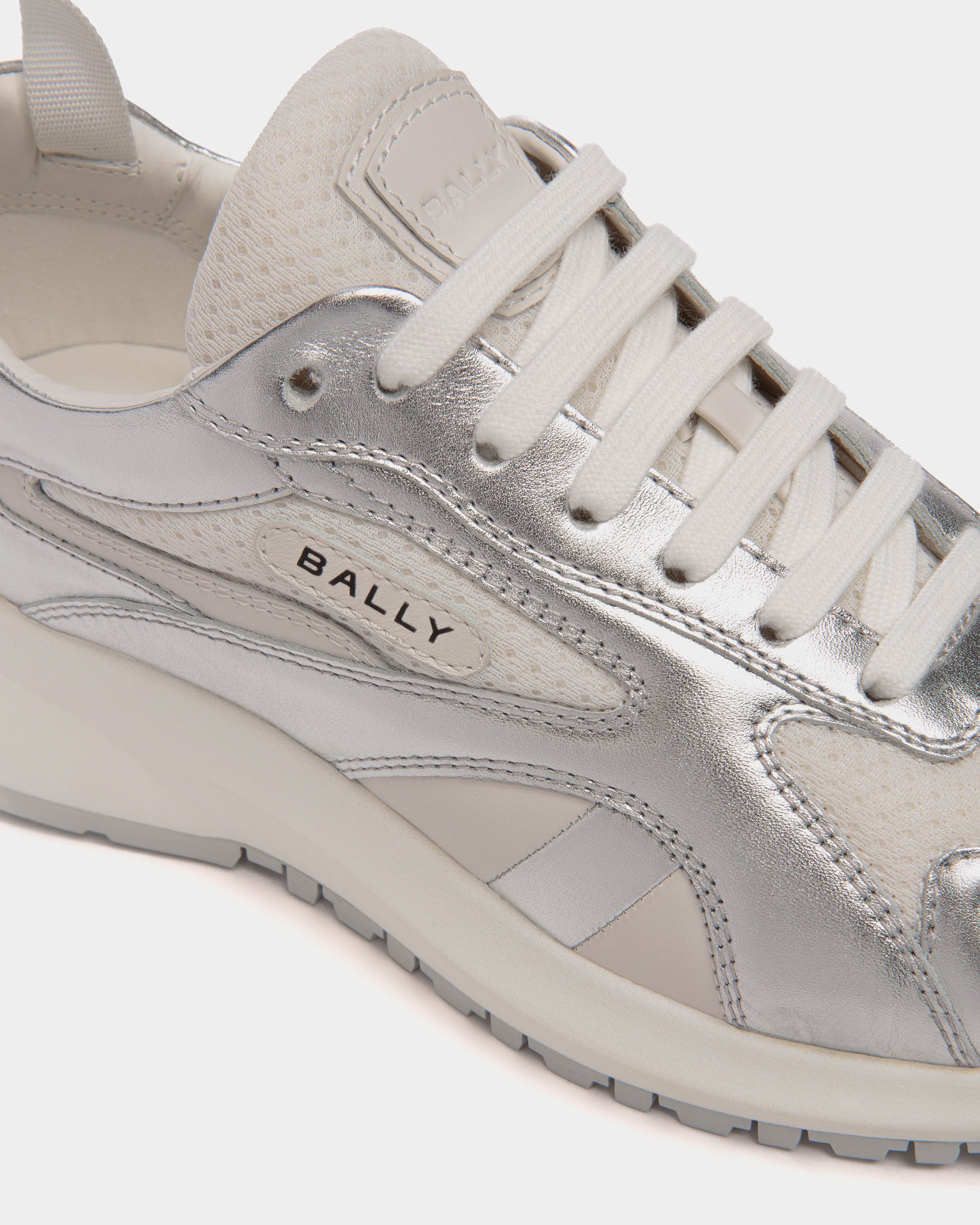 Outline Sneaker Aus Leder In Weiß Und Silber - Herren - Bally - 05