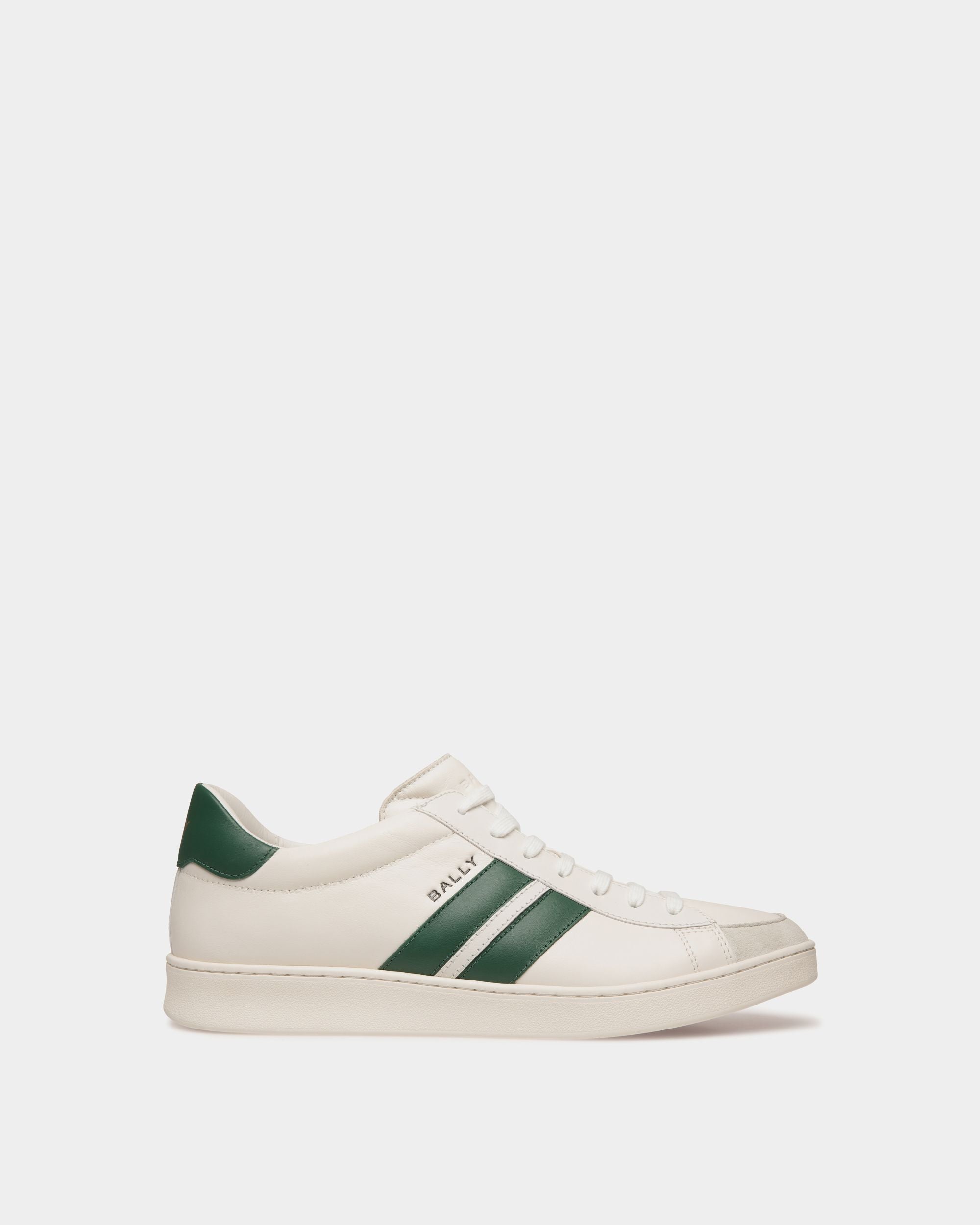 Tennis Sneaker Aus Leder In Weiß Und Grün - Herren - Bally - 01