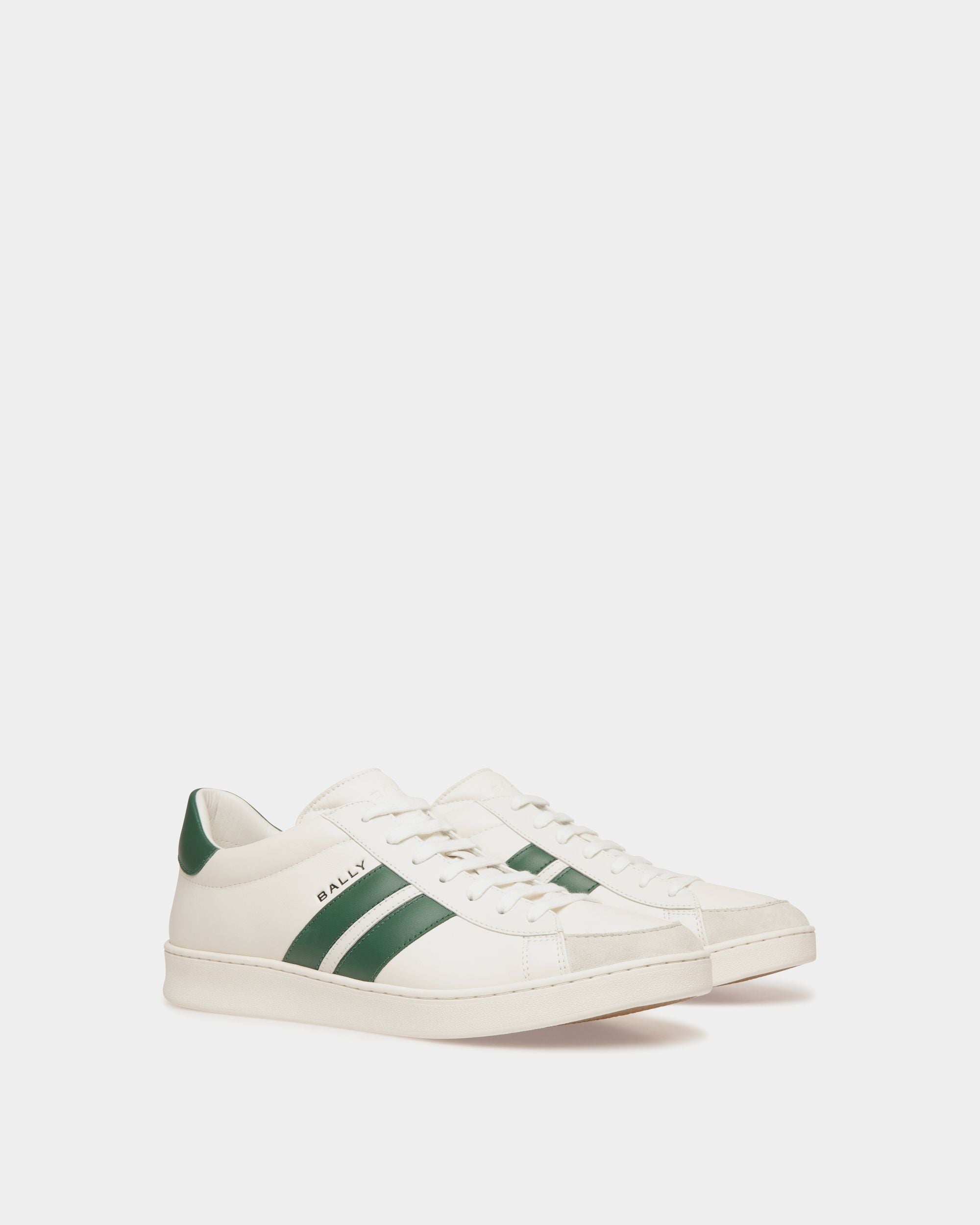Tennis Sneaker Aus Leder In Weiß Und Grün - Herren - Bally - 02
