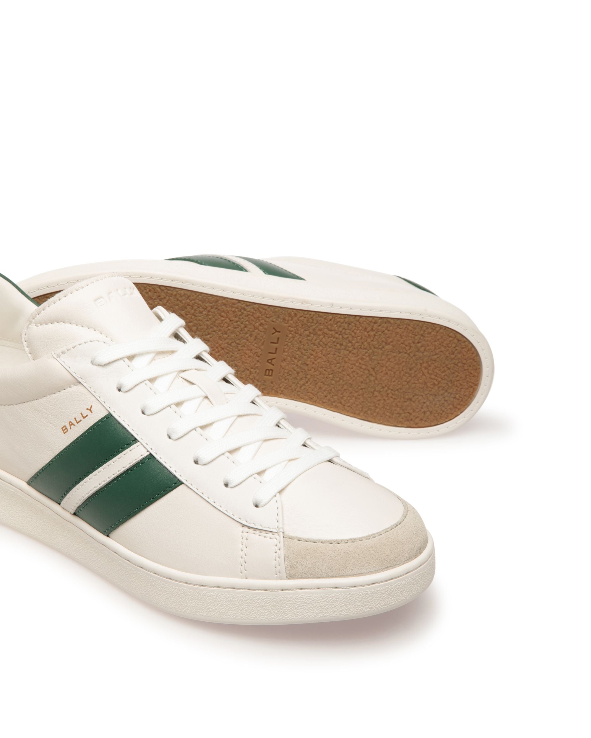 Tennis Sneaker Aus Leder In Weiß Und Grün - Herren - Bally - 04