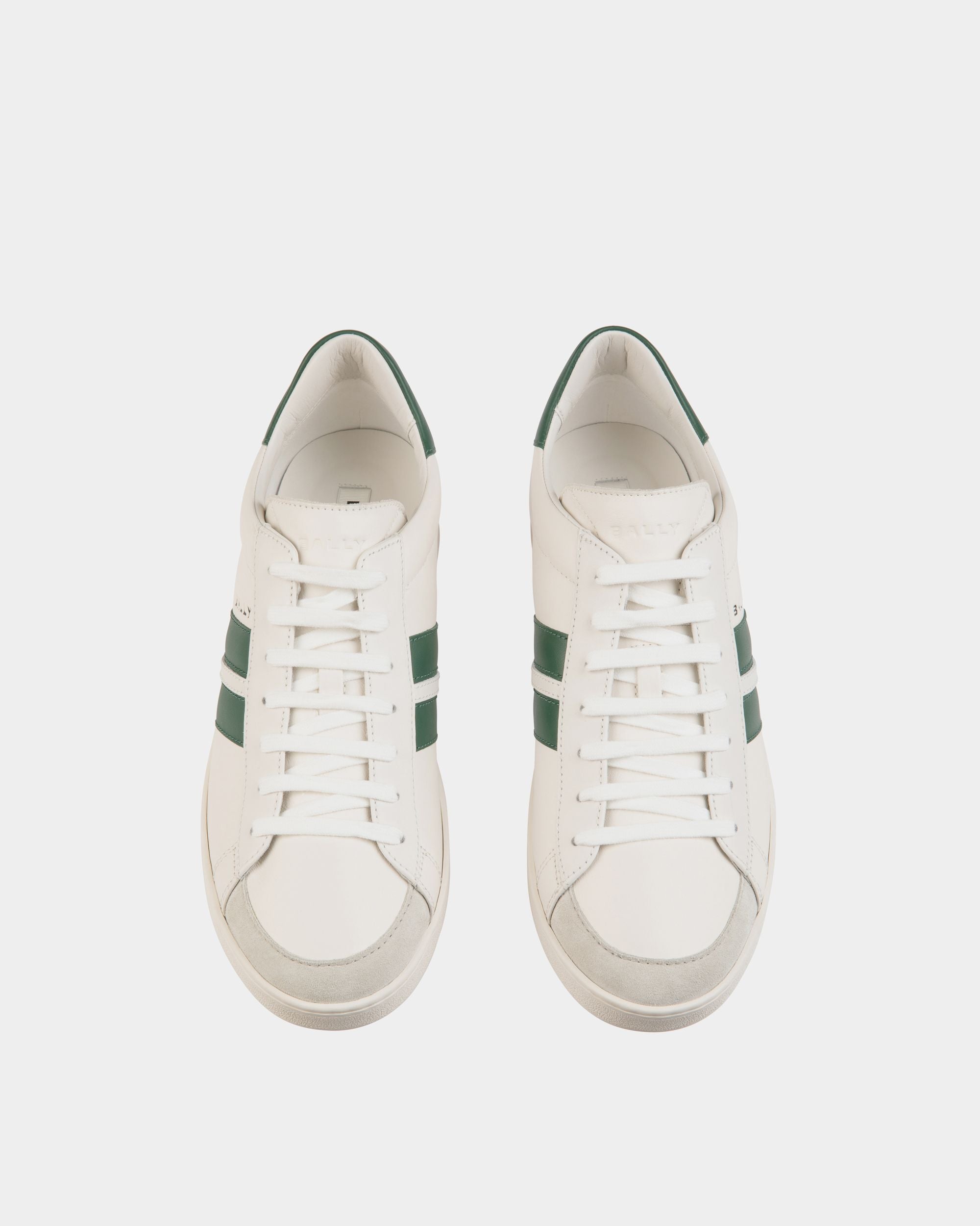 Tennis Sneaker Aus Leder In Weiß Und Grün - Herren - Bally - 05