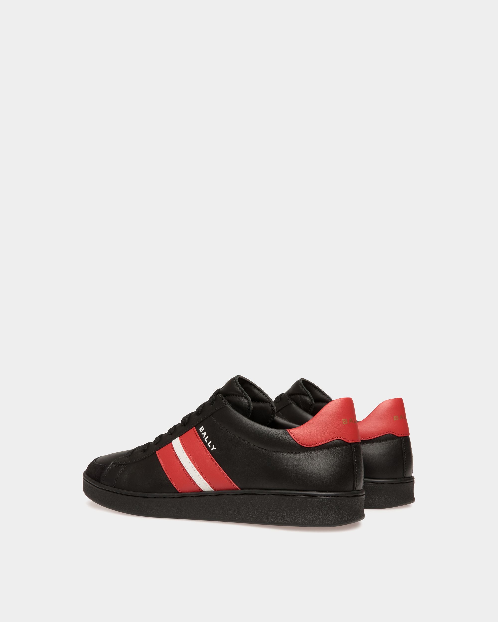 Tennis Sneakers Aus Leder In Schwarz Und Candy Red - Herren - Bally - 04