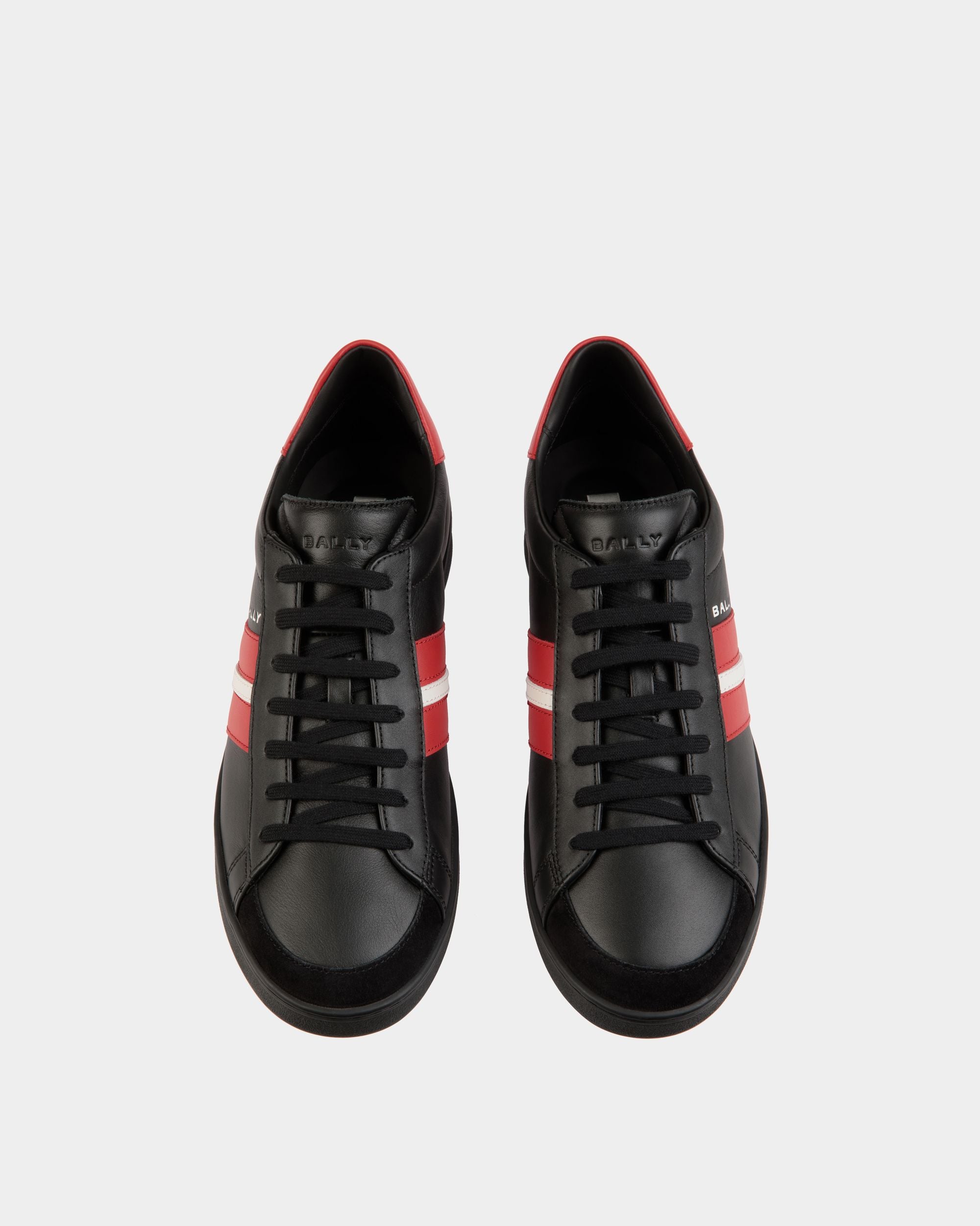 Tennis Sneakers Aus Leder In Schwarz Und Candy Red - Herren - Bally - 05
