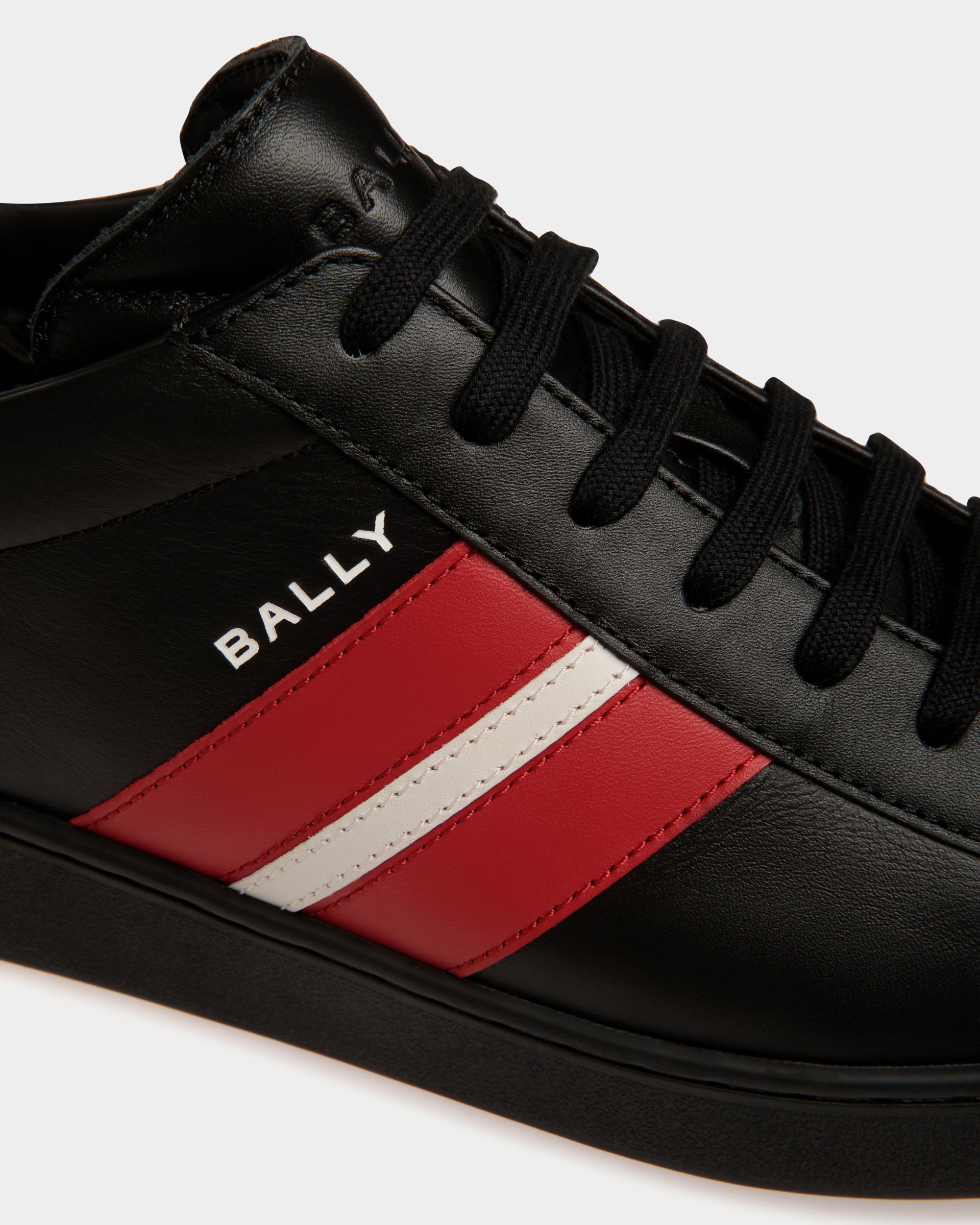 Tennis Sneakers Aus Leder In Schwarz Und Candy Red - Herren - Bally - 06