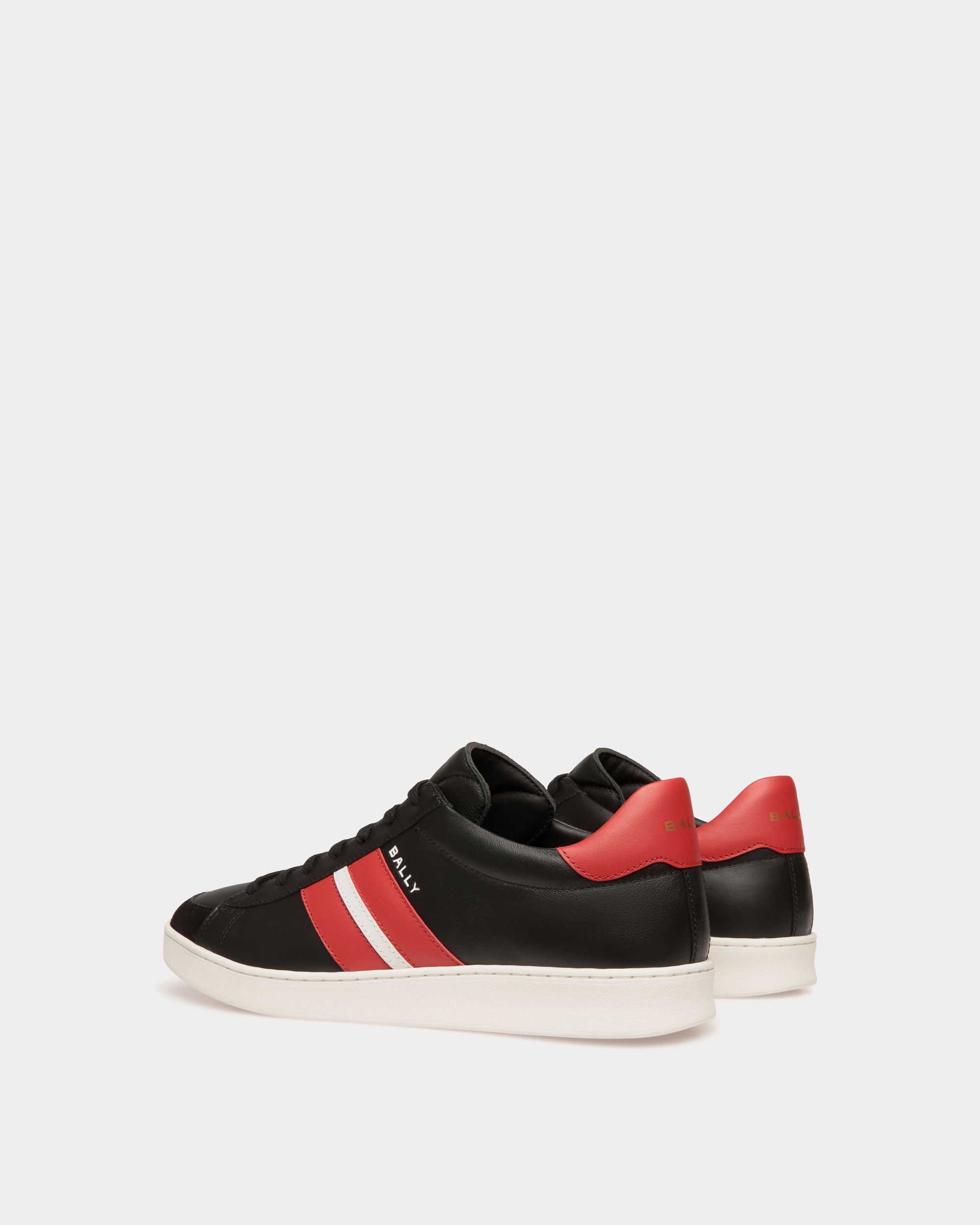 Tennis Sneakers Aus Leder In Schwarz Und Candy Red - Herren - Bally - 04