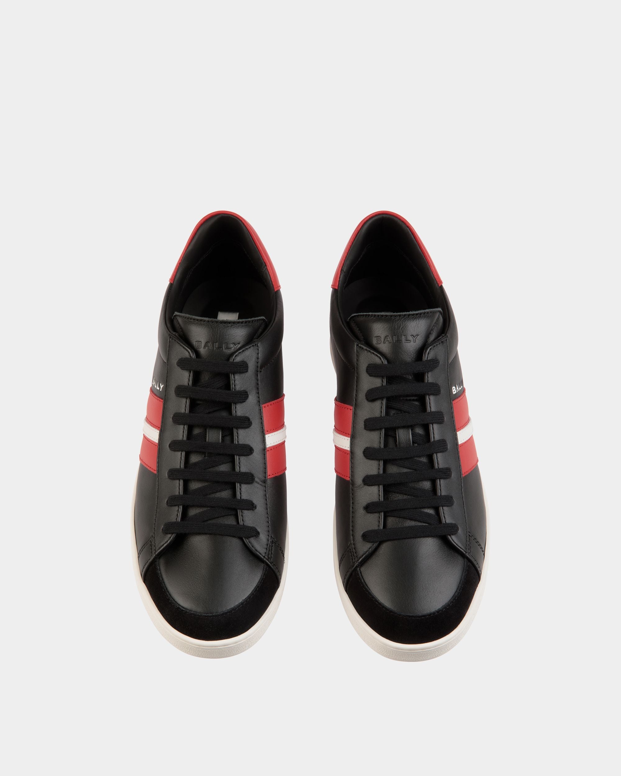 Tennis Sneakers Aus Leder In Schwarz Und Candy Red - Herren - Bally - 05