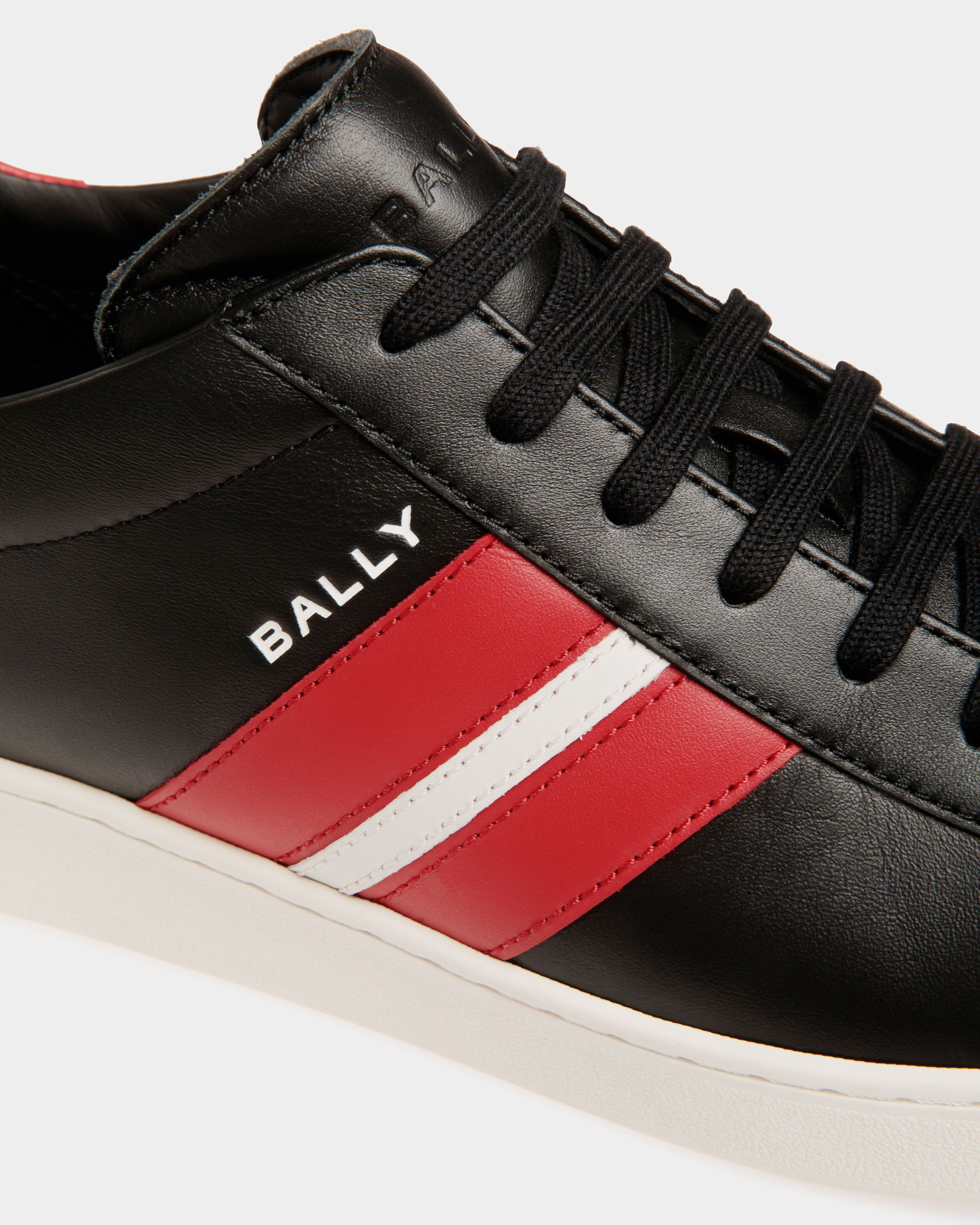 Tennis Sneakers Aus Leder In Schwarz Und Candy Red - Herren - Bally - 06