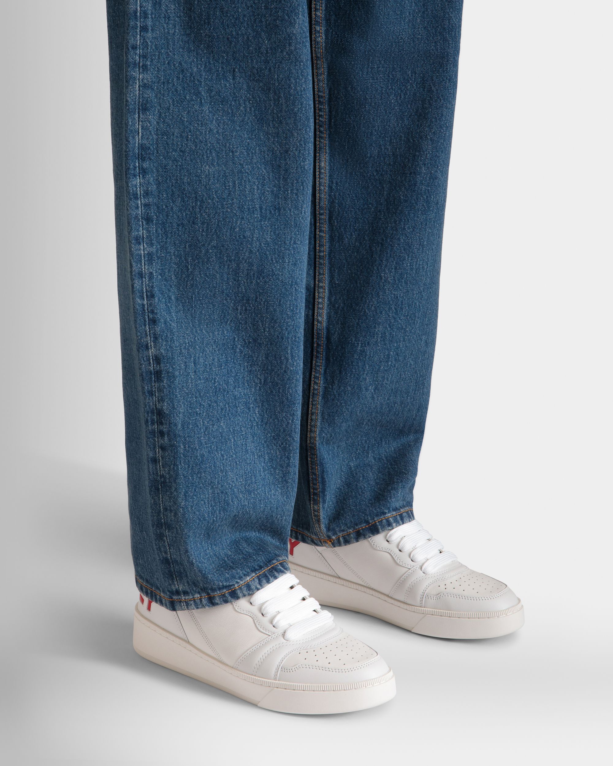 Raise Sneaker Aus Leder In Weiß Und Candy Red - Herren - Bally - 02