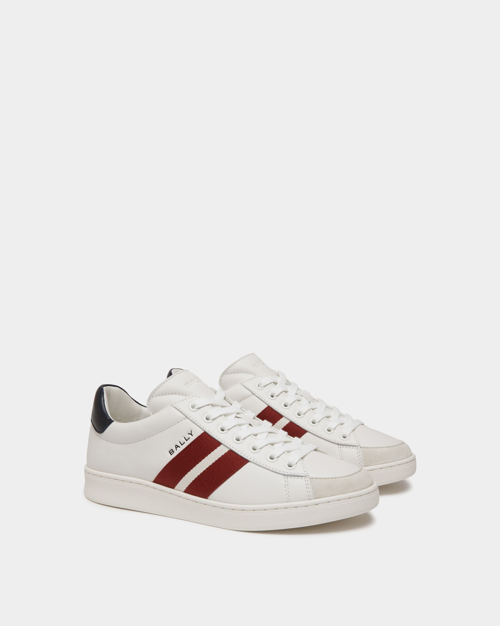 Sneakers Tennis Aus Leder In Weiß Und Navy Blue - Herren - Bally - 02
