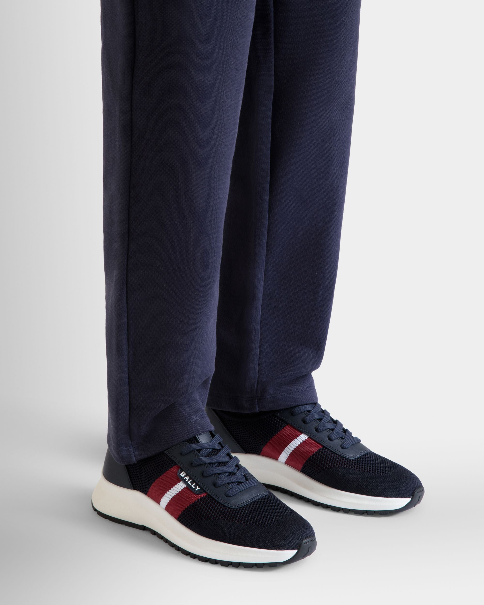 Outline Sneaker Aus Strickgewebe In Navy Blue - Herren - Bally - 02