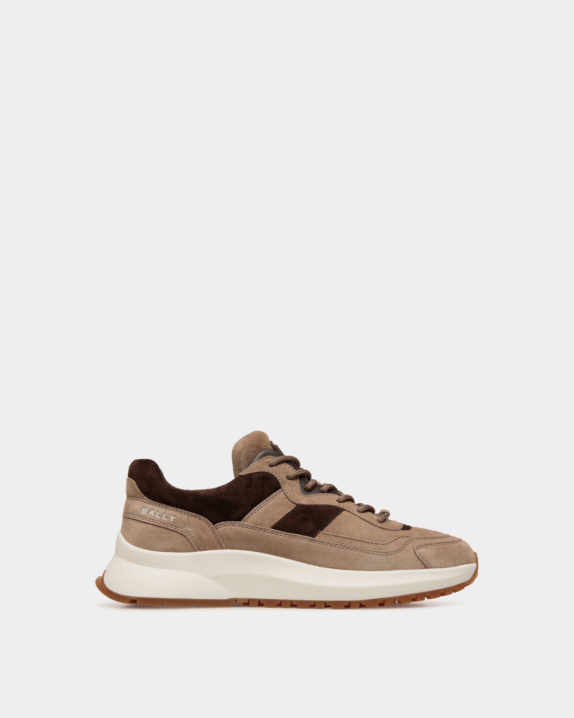 Outline Sneaker Aus Veloursleder In Taupe Und Ebenholzschwarz - Herren - Bally - 01