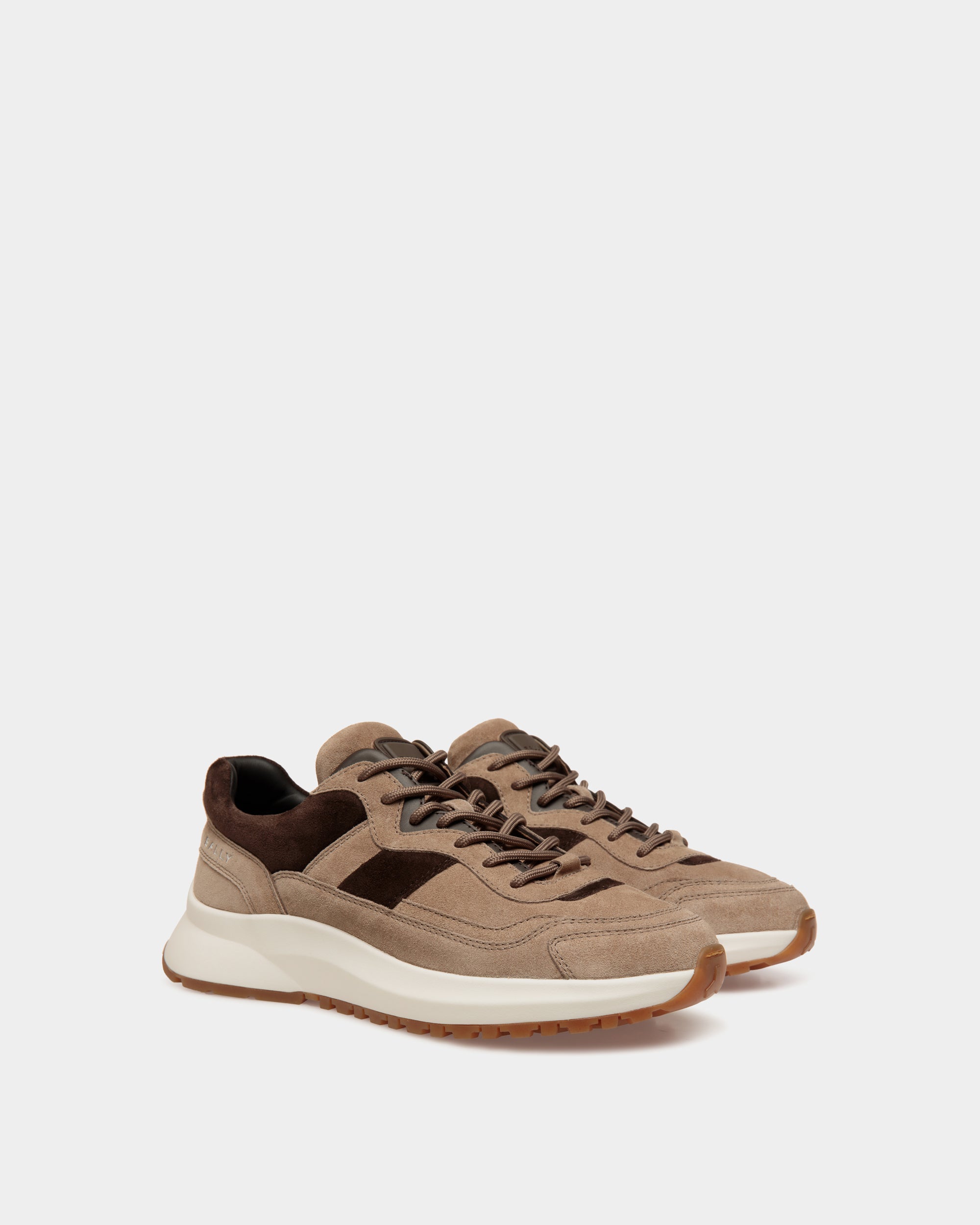 Outline Sneaker Aus Veloursleder In Taupe Und Ebenholzschwarz - Herren - Bally - 03