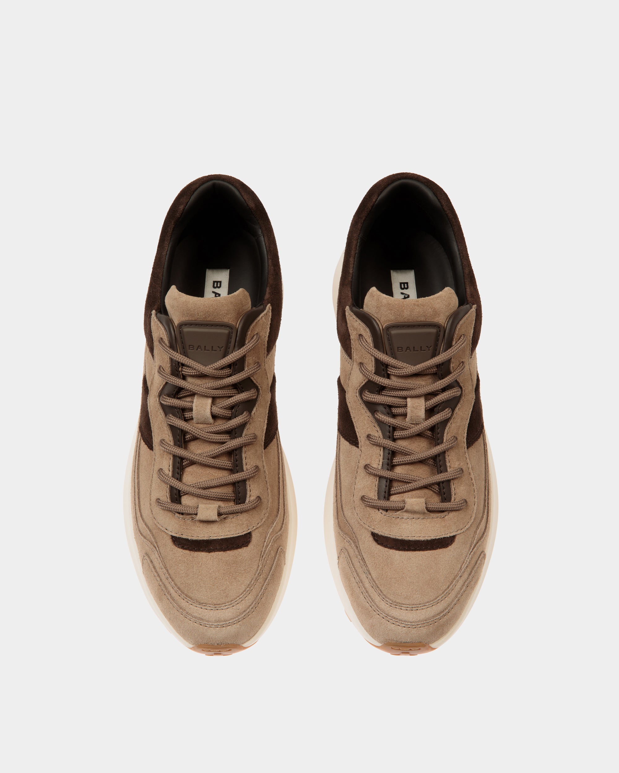 Outline Sneaker Aus Veloursleder In Taupe Und Ebenholzschwarz - Herren - Bally - 05