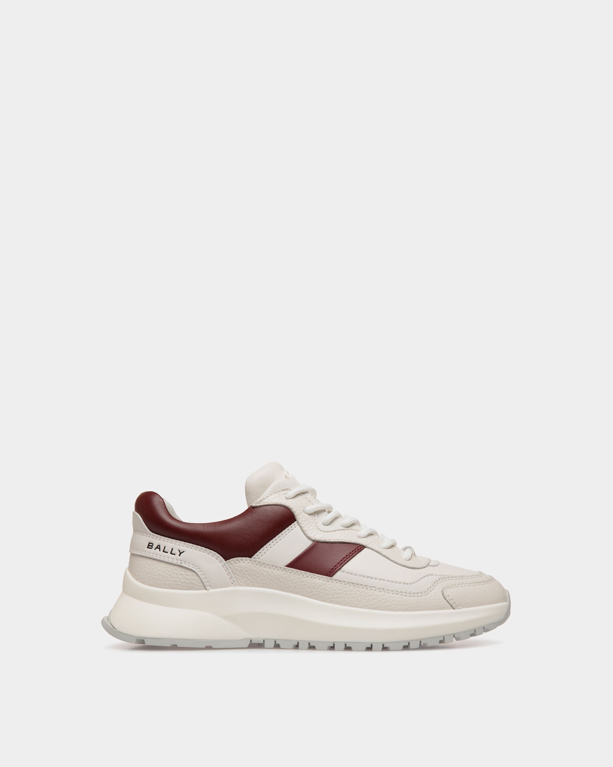 Outline Sneaker Aus Leder In Weiß Und Heritage Red - Herren - Bally - 01