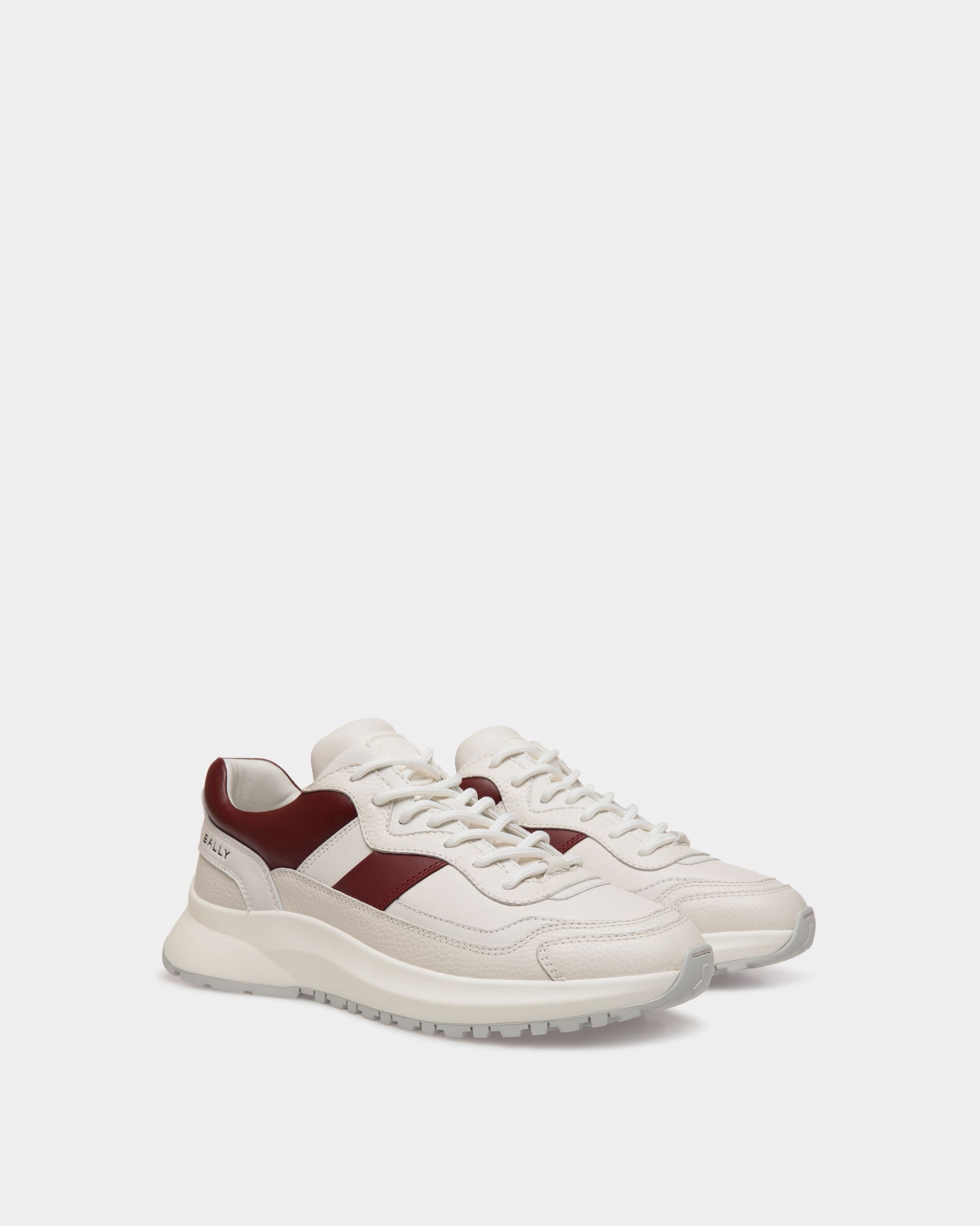 Outline Sneaker Aus Leder In Weiß Und Heritage Red - Herren - Bally - 02