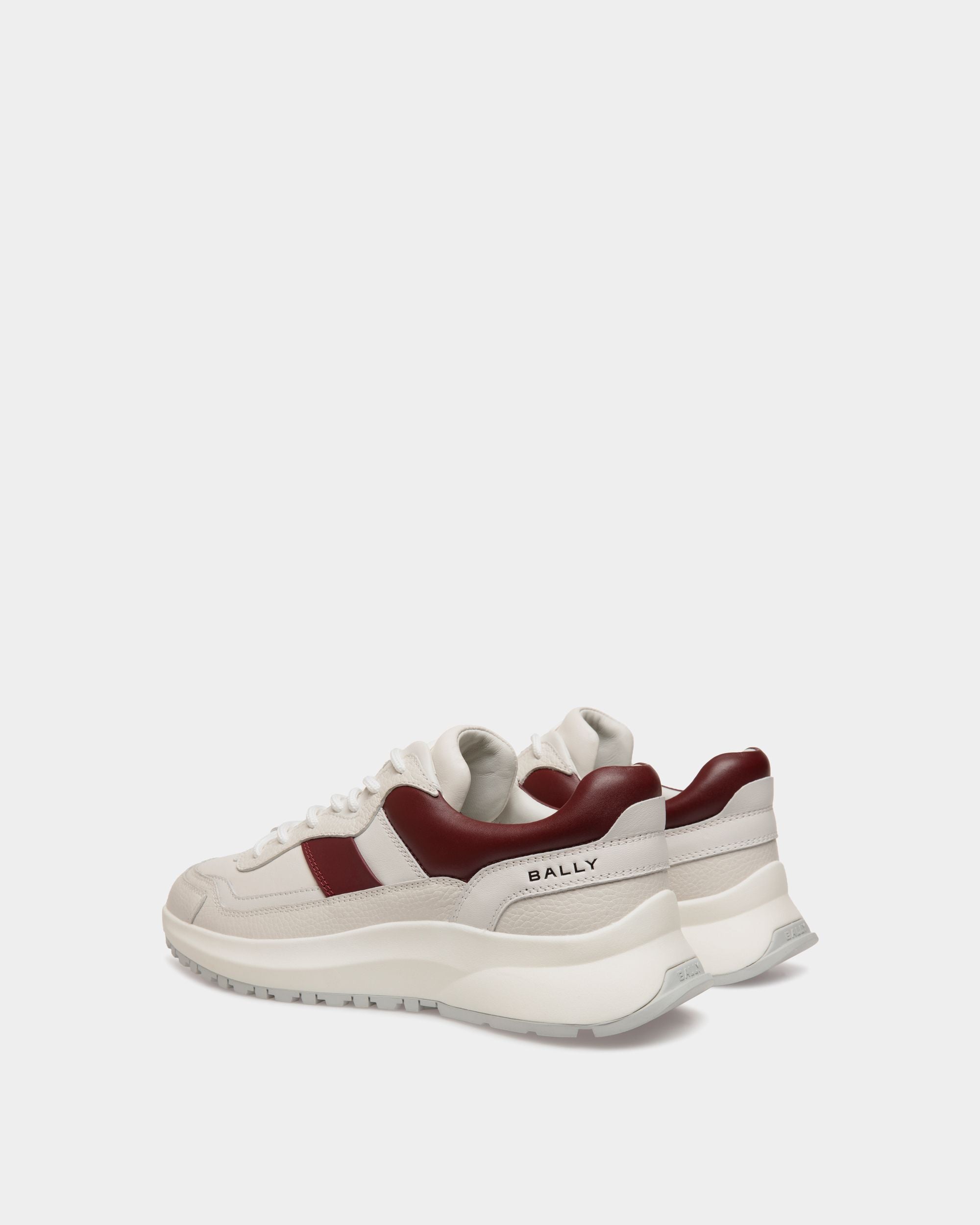 Outline Sneaker Aus Leder In Weiß Und Heritage Red - Herren - Bally - 02