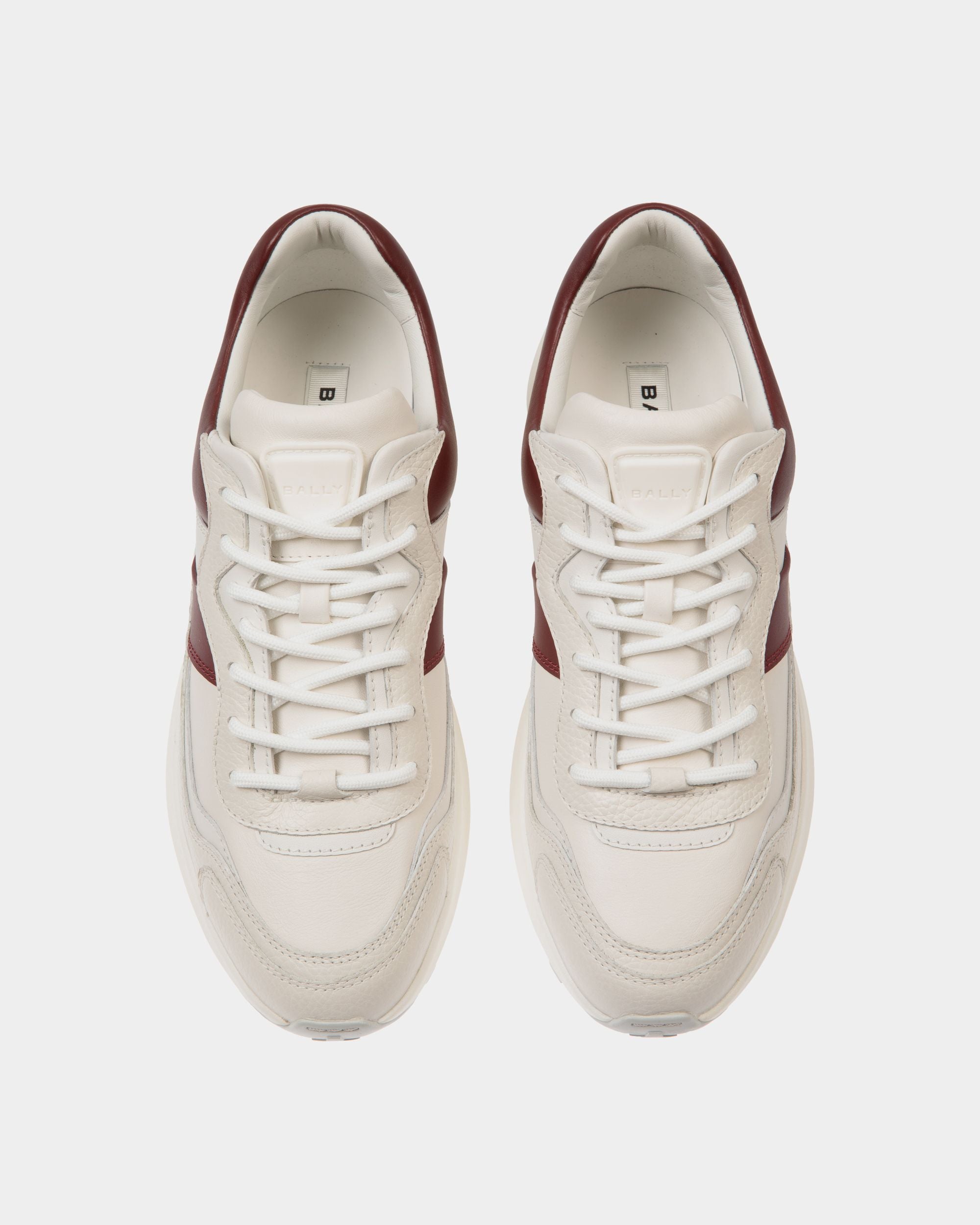 Outline Sneaker Aus Leder In Weiß Und Heritage Red - Herren - Bally - 04