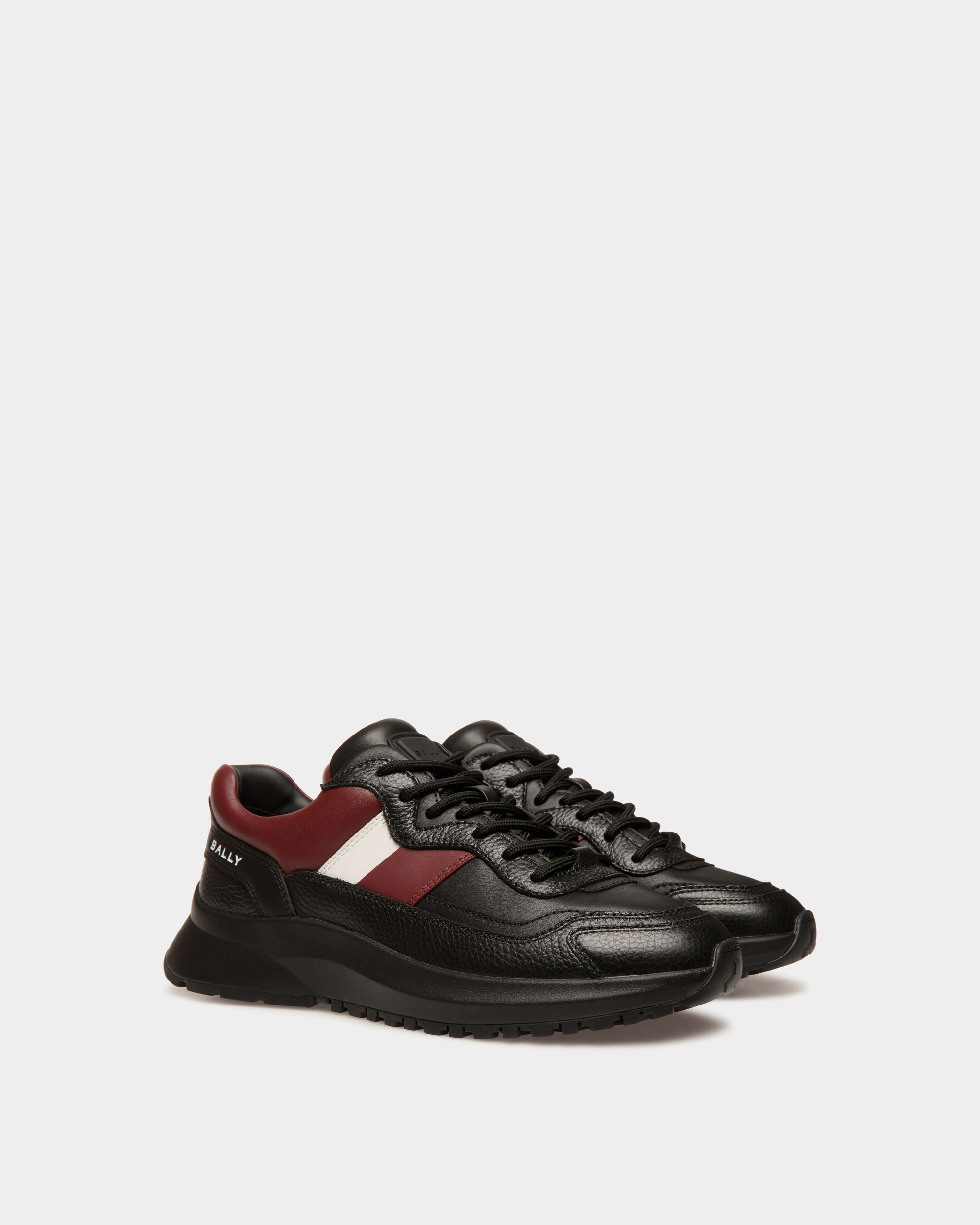 Sneaker Aus Leder In Schwarz Und Heritage Red - Herren - Bally - 02