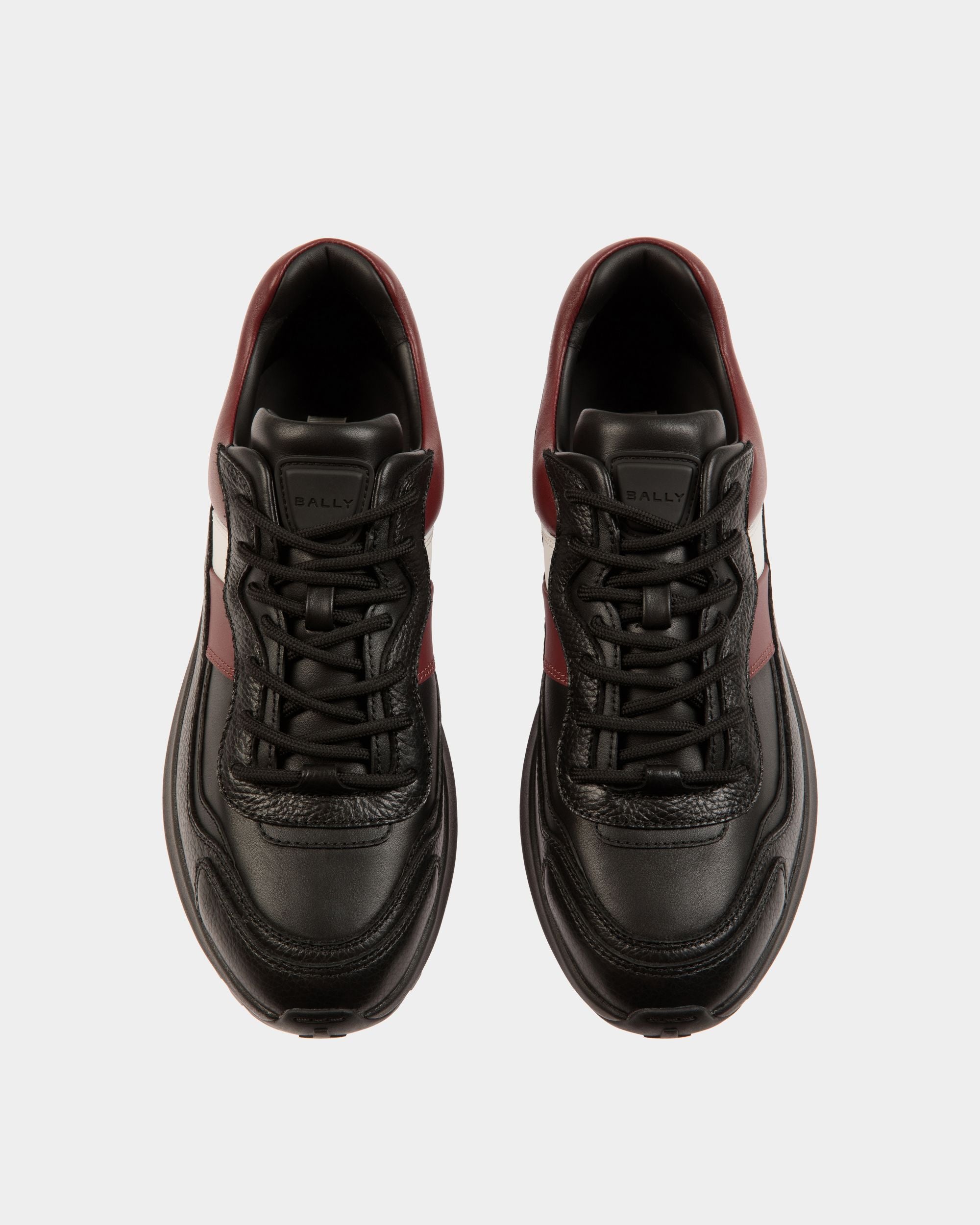 Sneaker Aus Leder In Schwarz Und Heritage Red - Herren - Bally - 04