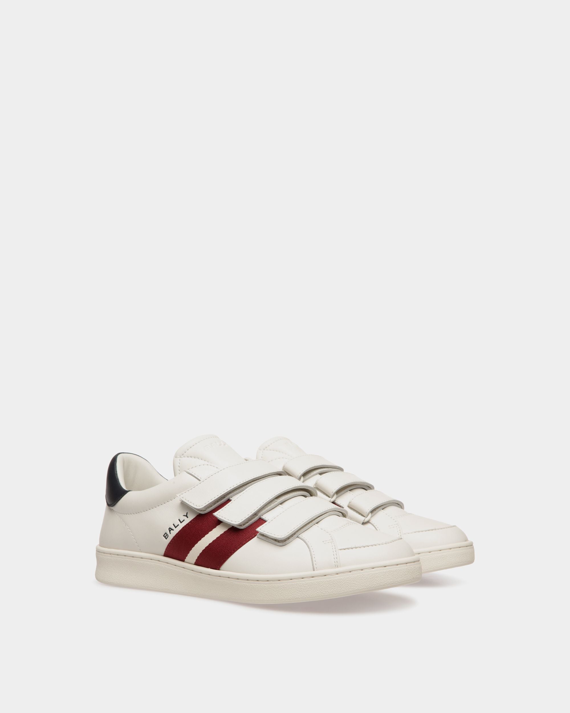 Sneakers Tennis Aus Leder In Weiß Und Navy Blue - Herren - Bally - 03