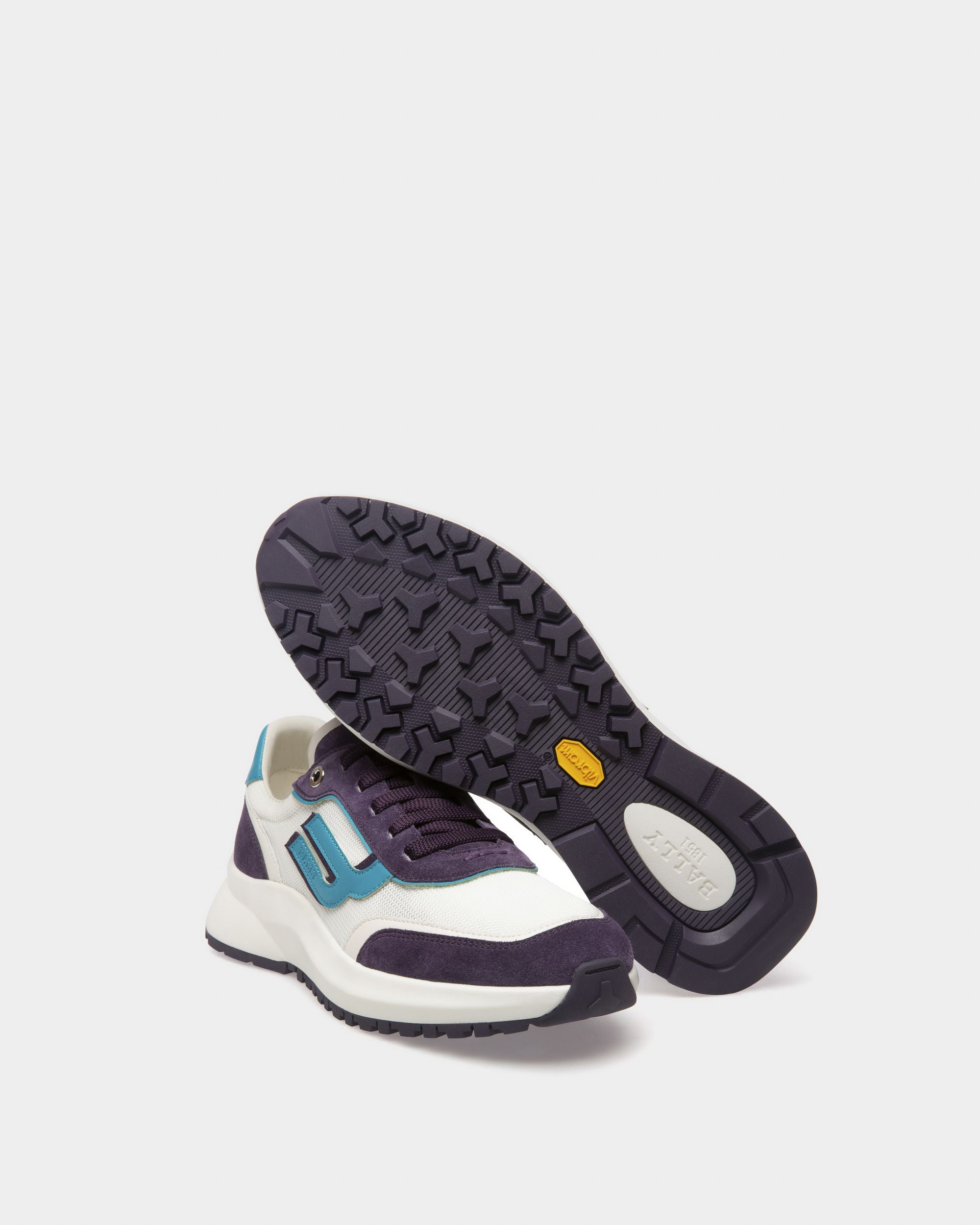 Demmy Sneaker Aus Weissem Netzstoff Und Violettem Leder - Herren - Bally - 06