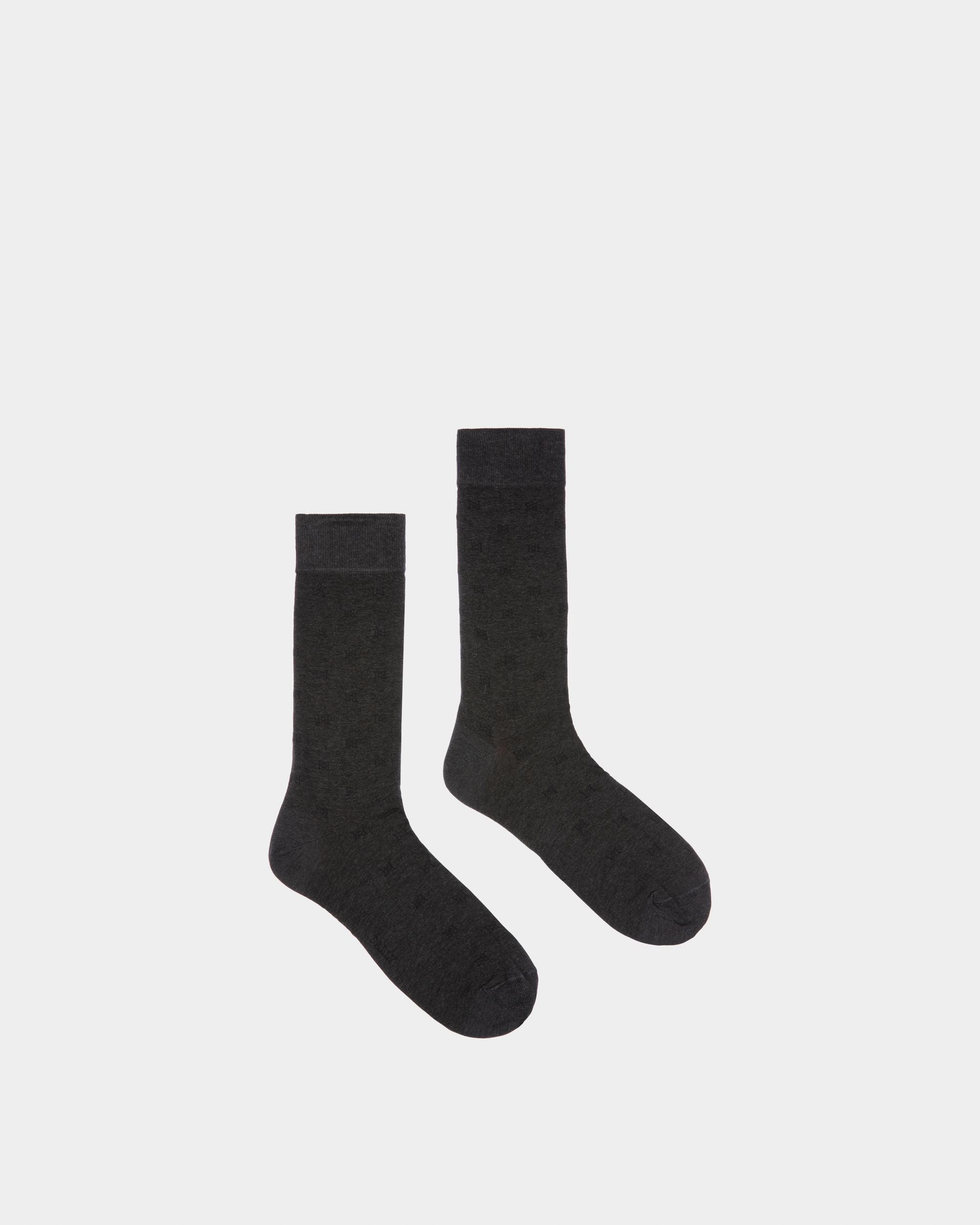 Jacquard-Socken Socken Aus Baumwolljacquard In Schwarz Und Dunkelgrau - Herren - Bally - 01