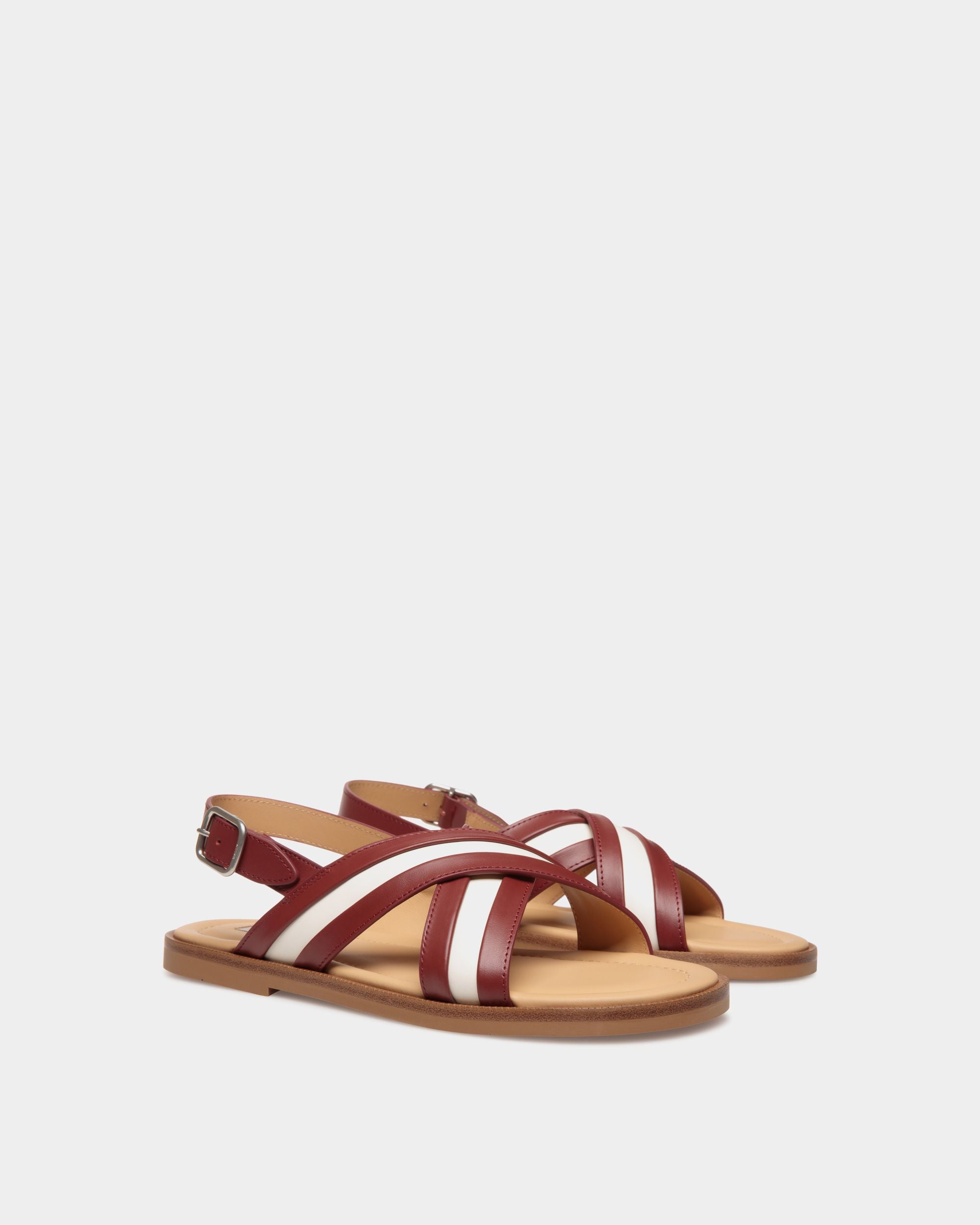 Glide Sandale Aus Leder In Rot Und Weiß - Herren - Bally - 02
