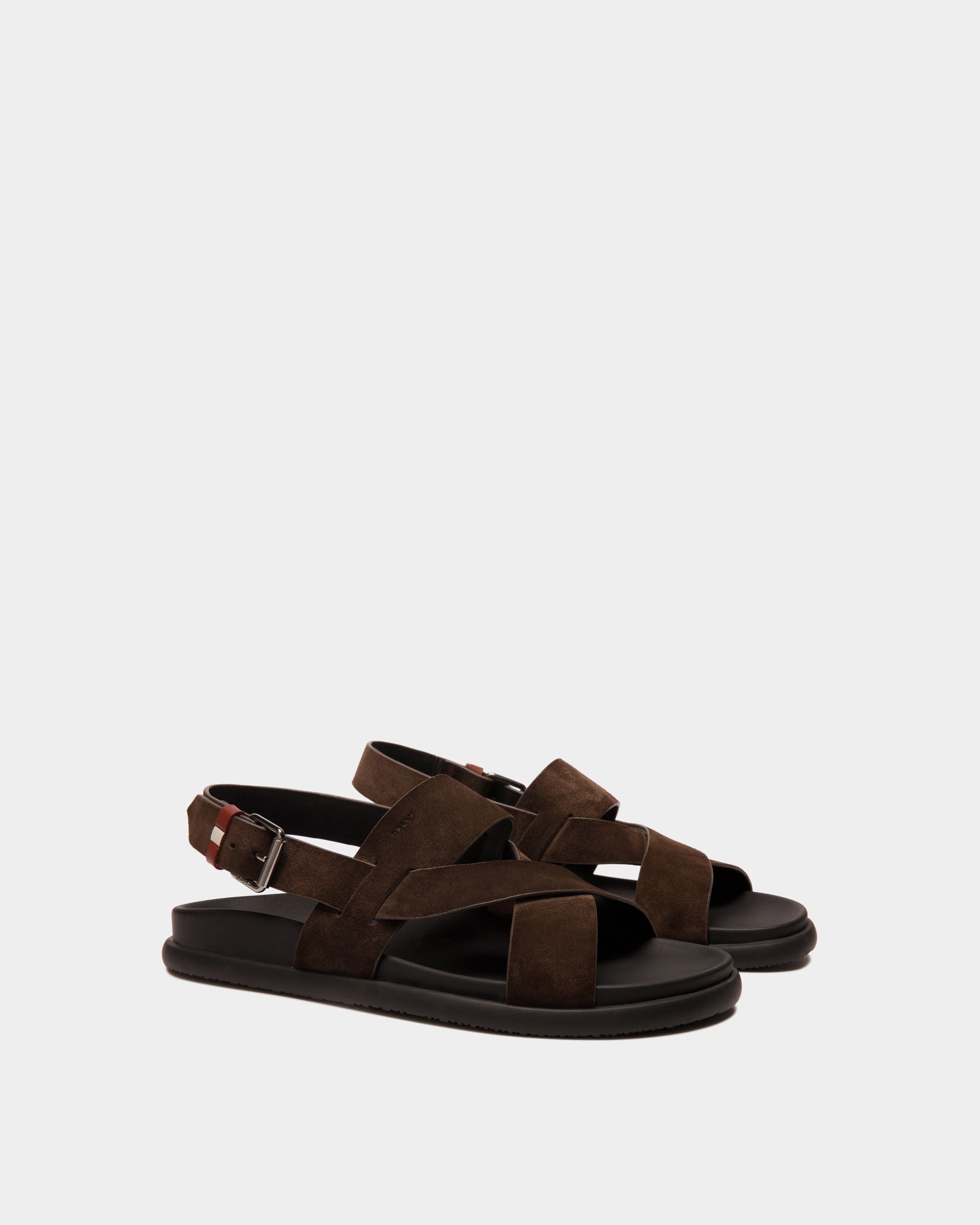 Newport Sandale Aus Veloursleder In Ebenholzschwarz - Herren - Bally - 03