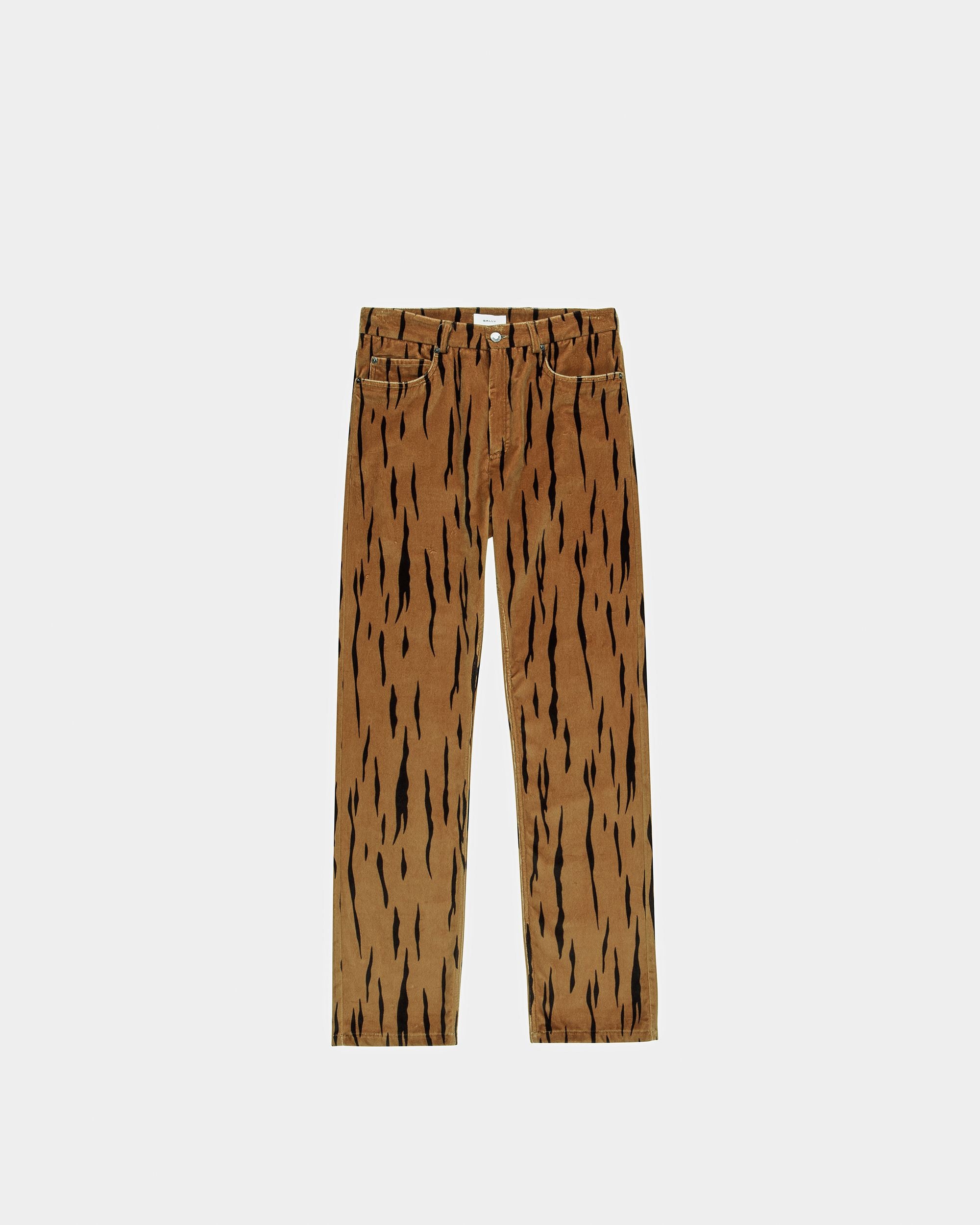 Hose Im Tiger-Print Aus Samt In Schwarz Und Desert - Herren - Bally - 06