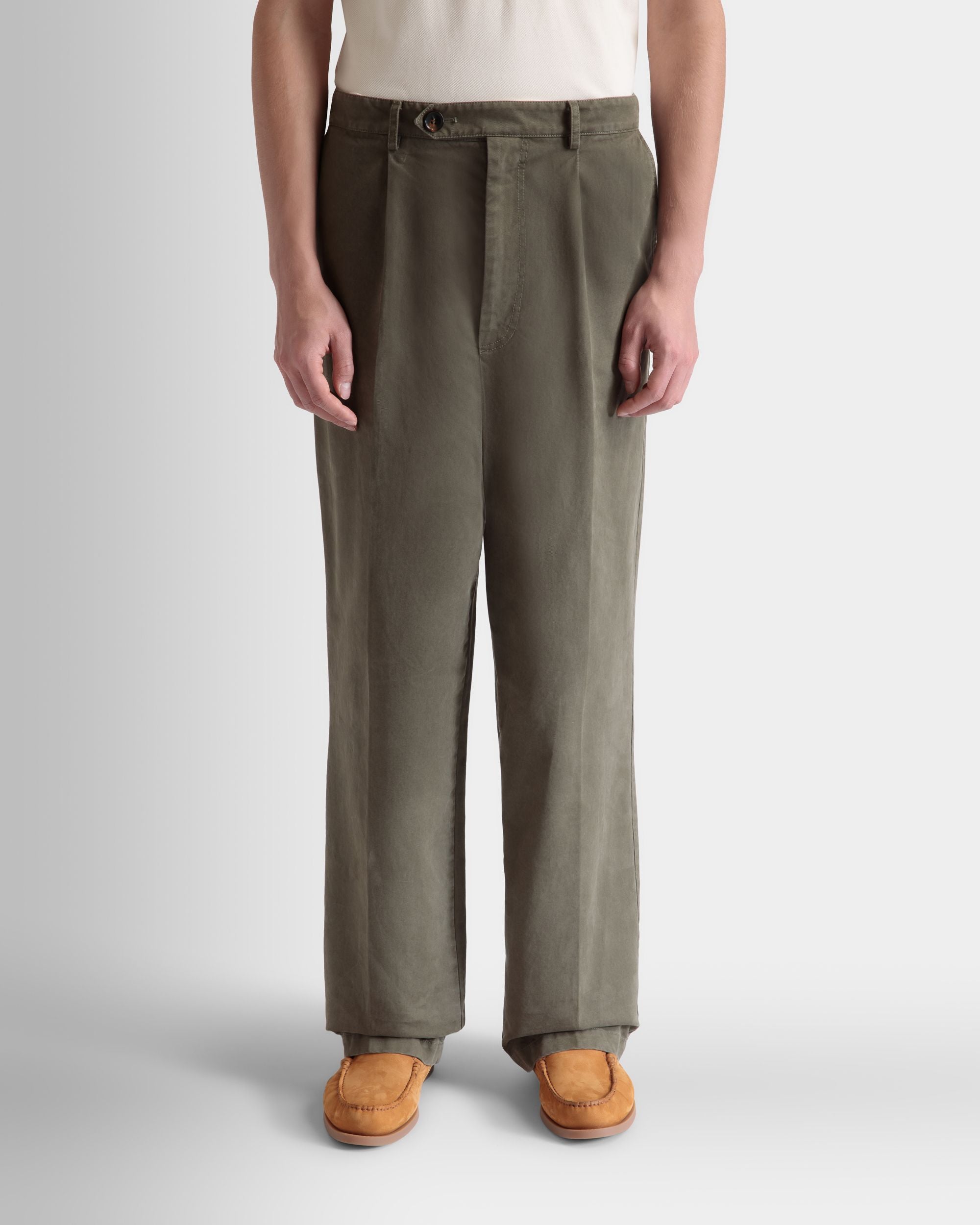 Regular Bundfaltenhose Aus Baumwolle In Military Green - Herren - Bally - 08