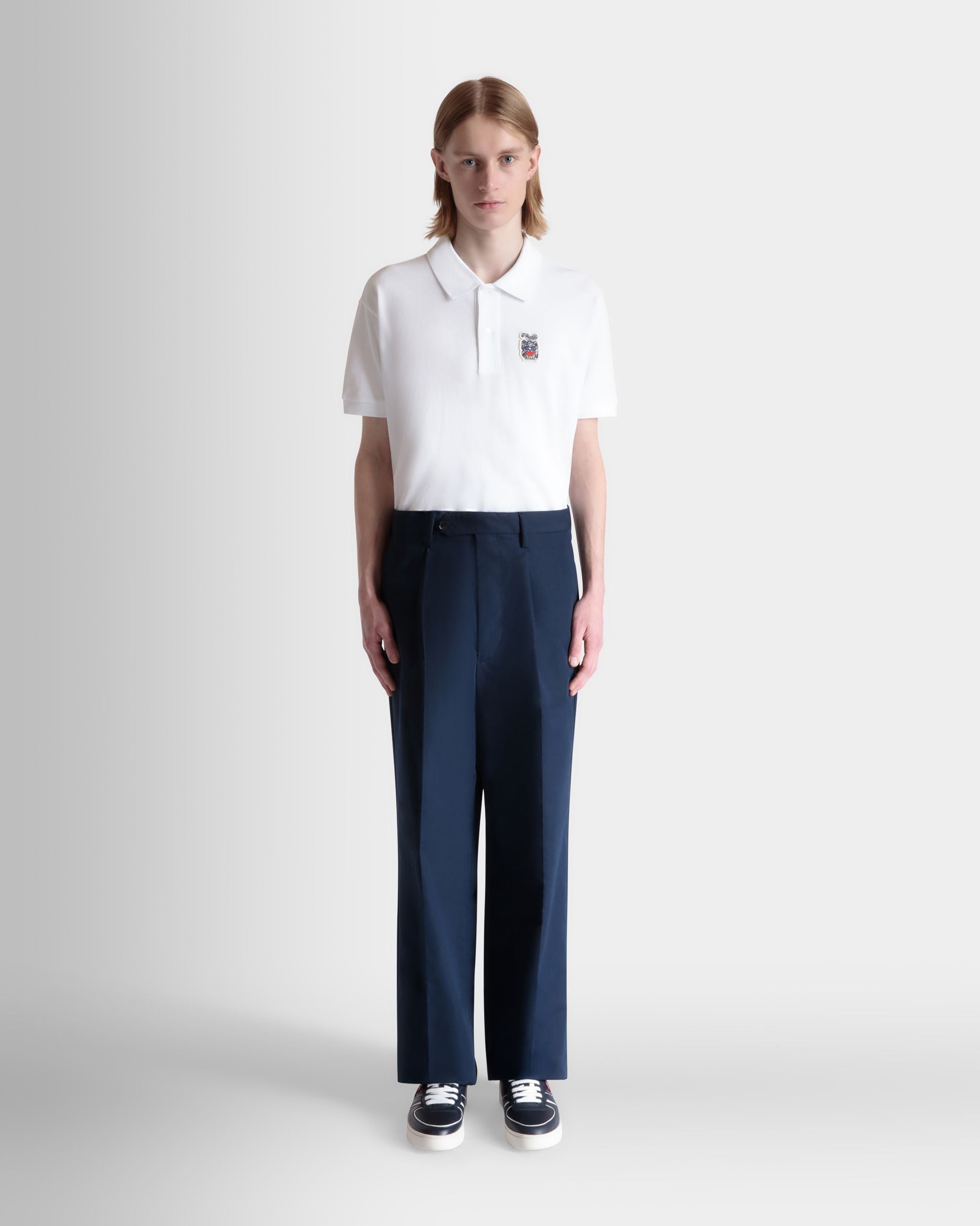 Bundfaltenhose Regular Aus Einer Baumwollmischung In Navy Blue - Herren - Bally - 02