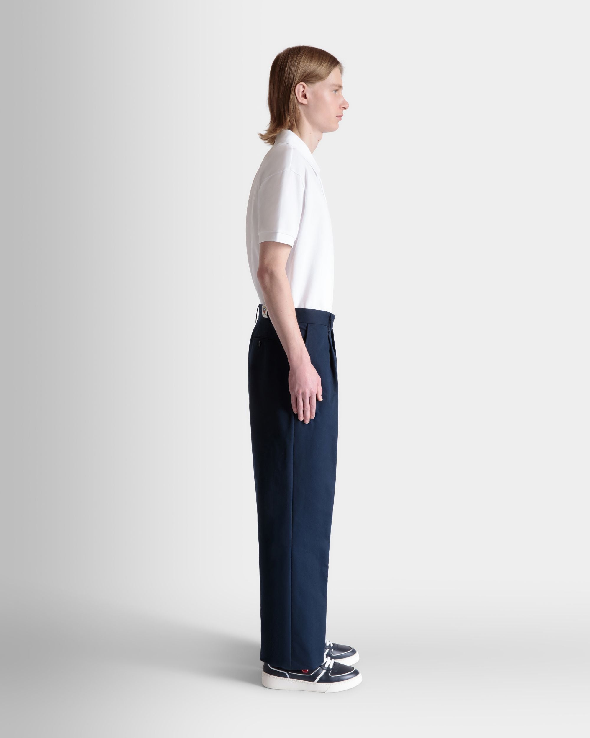 Bundfaltenhose Regular Aus Einer Baumwollmischung In Navy Blue - Herren - Bally - 05