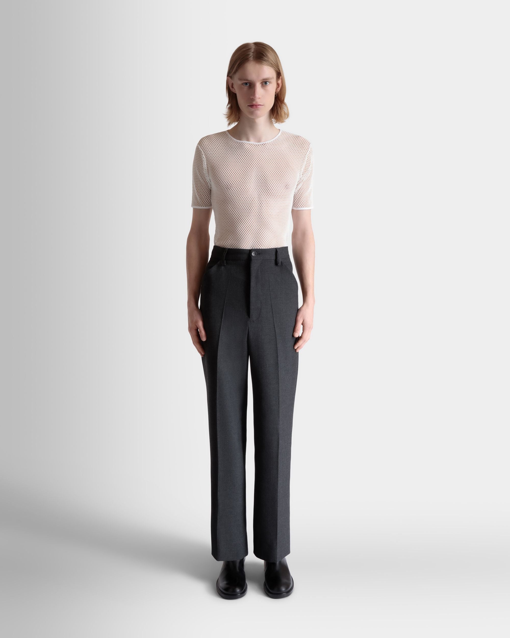 Hose Aus Einer Wollmischung In Grau Meliert - Herren - Bally - 02