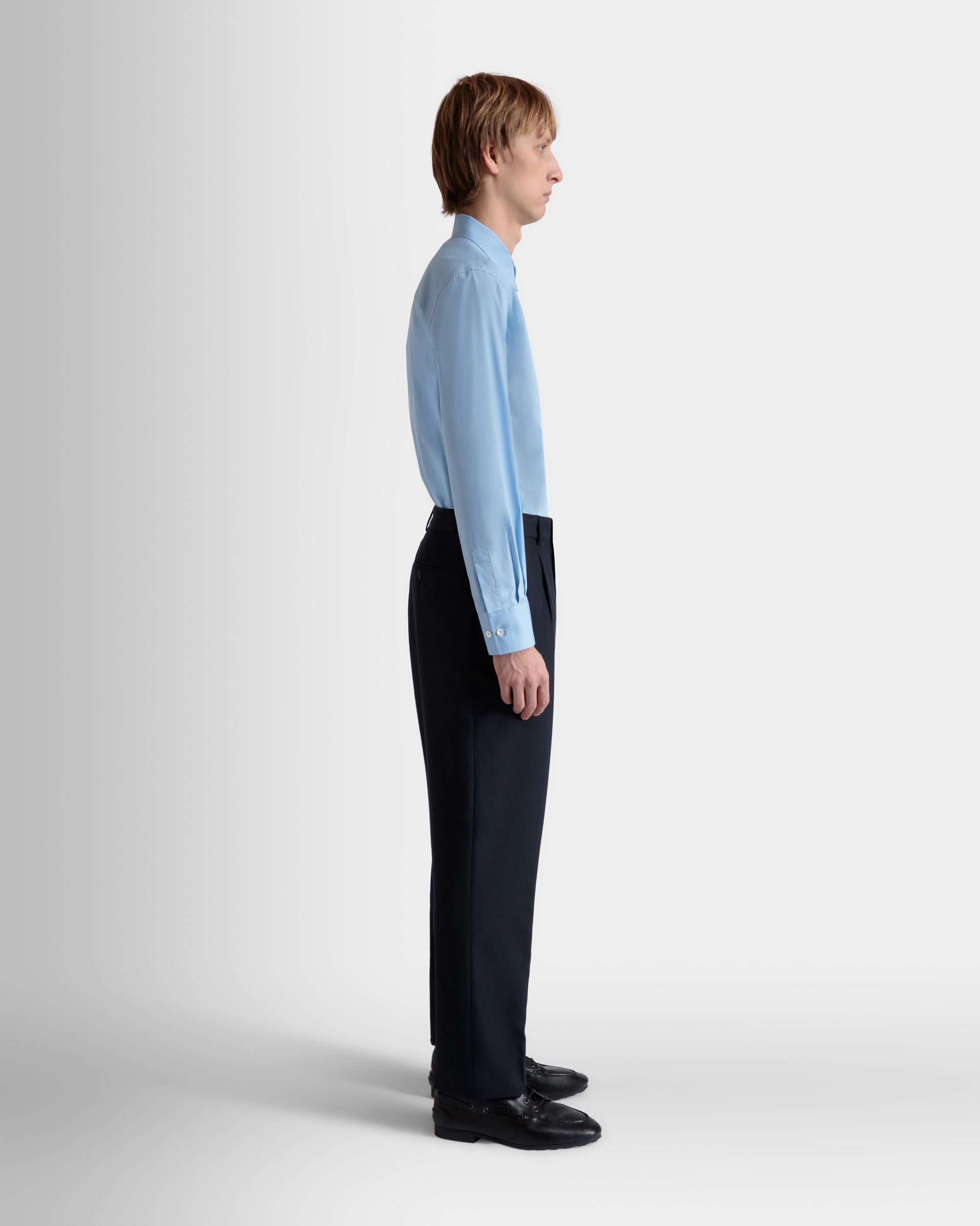 Bundfaltenhose Aus Einer Wollmischung In Navy Blue - Herren - Bally - 05