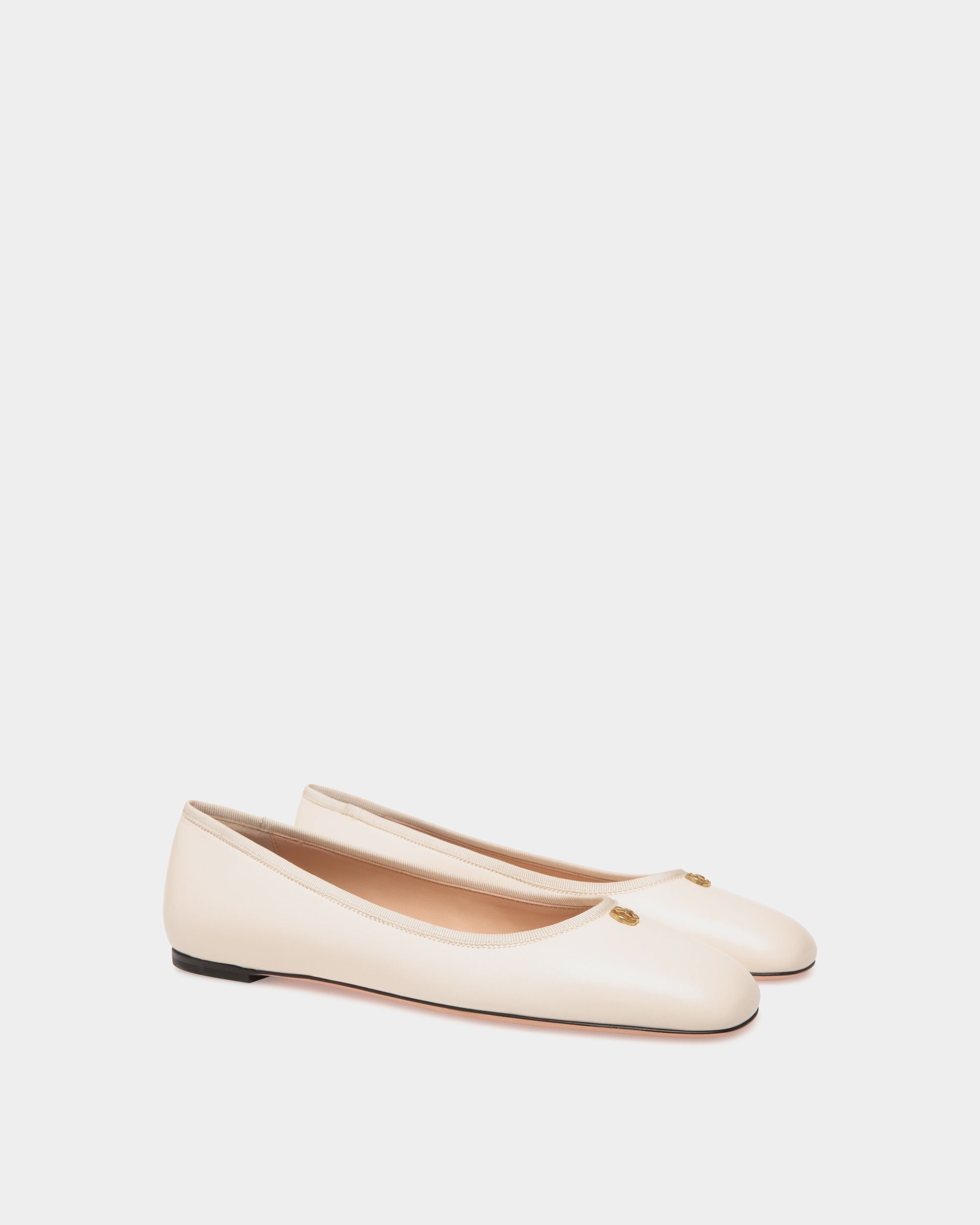 Ballyrina Flat In White Leather - Damen - Bally - 02