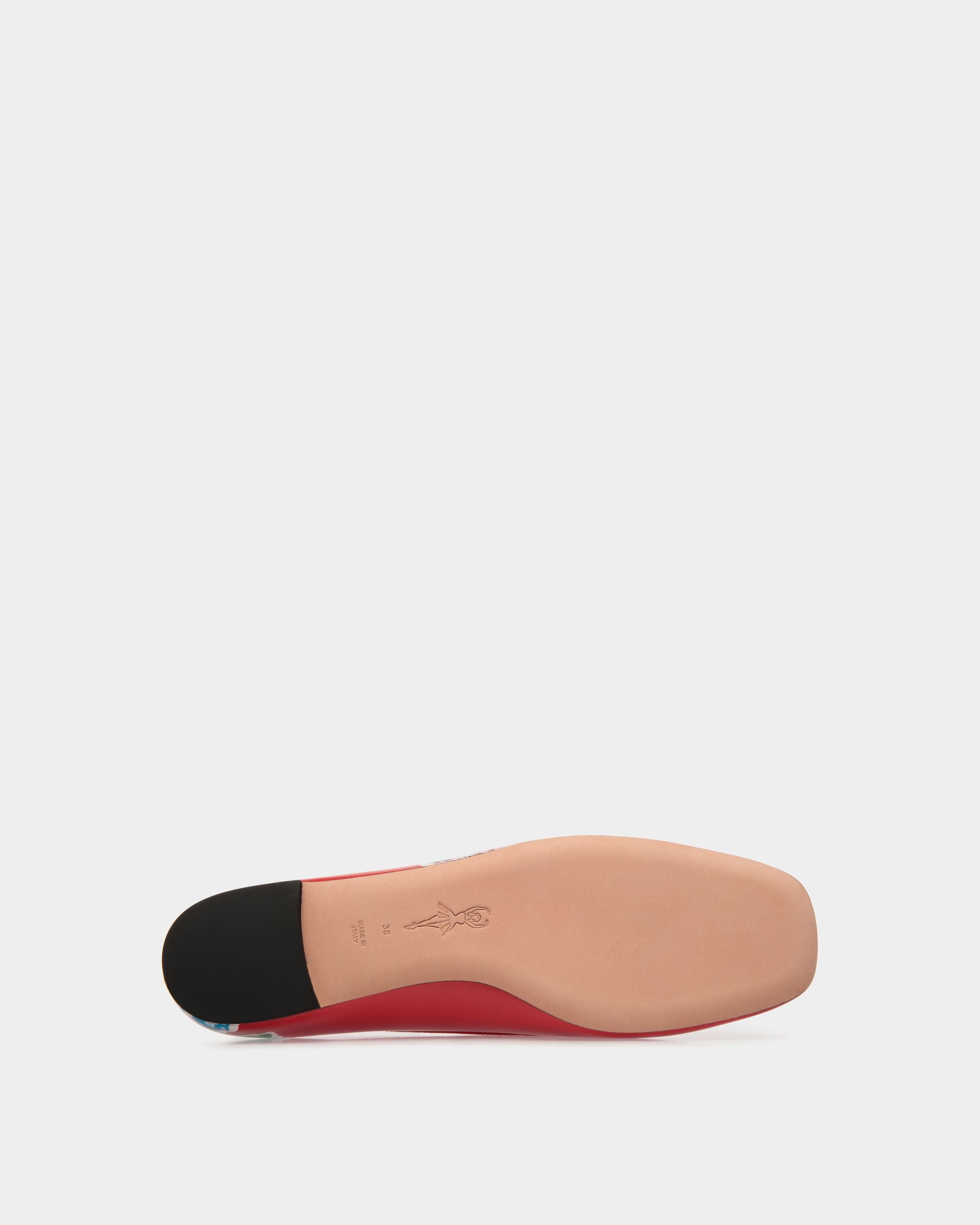 Ballyrina Flat Aus Bedrucktem, Gebürstetem Leder In Strawberry - Damen - Bally - 05