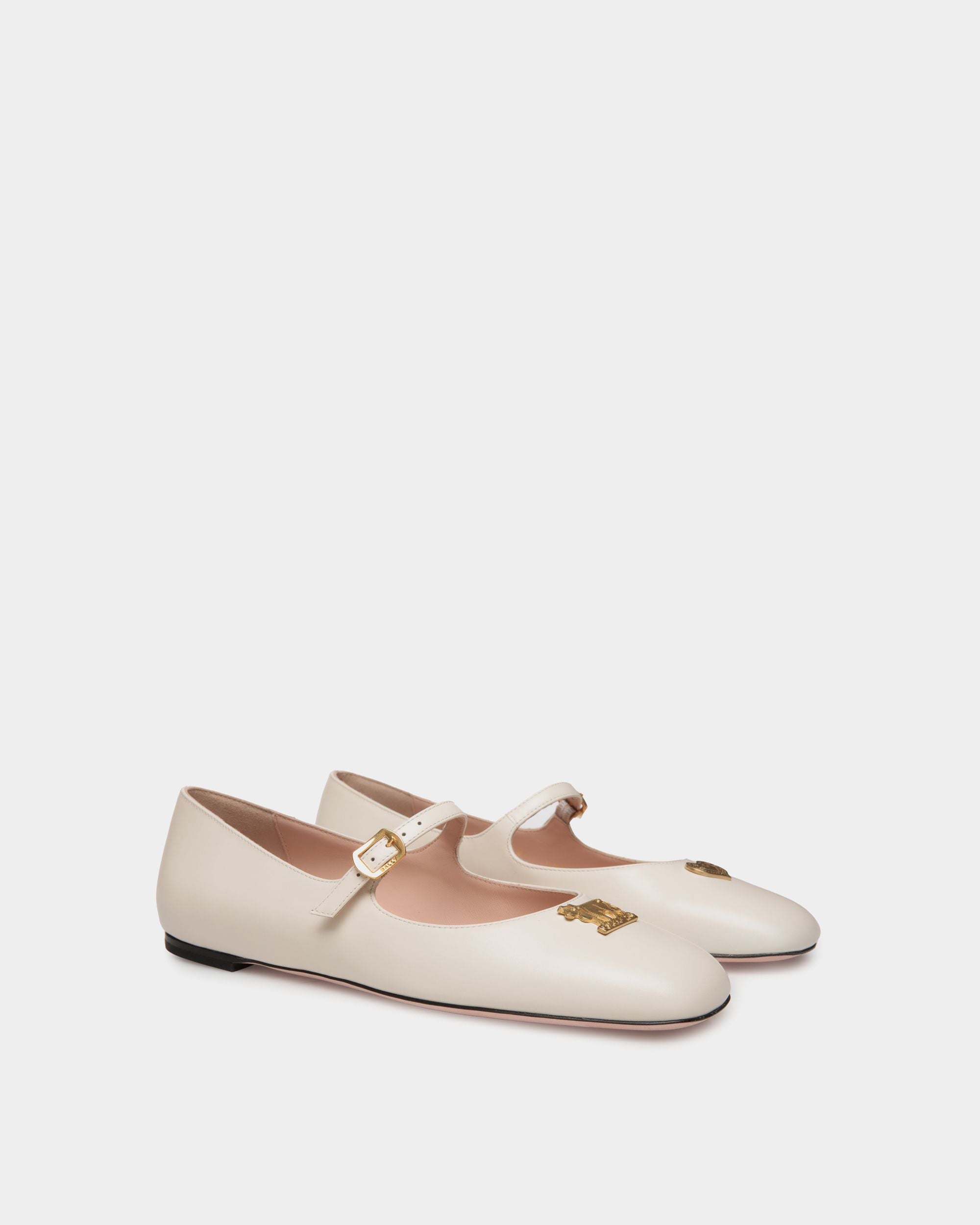 Flache Mary-Janes Ballyrina Aus Weißem Leder - Damen - Bally - 03