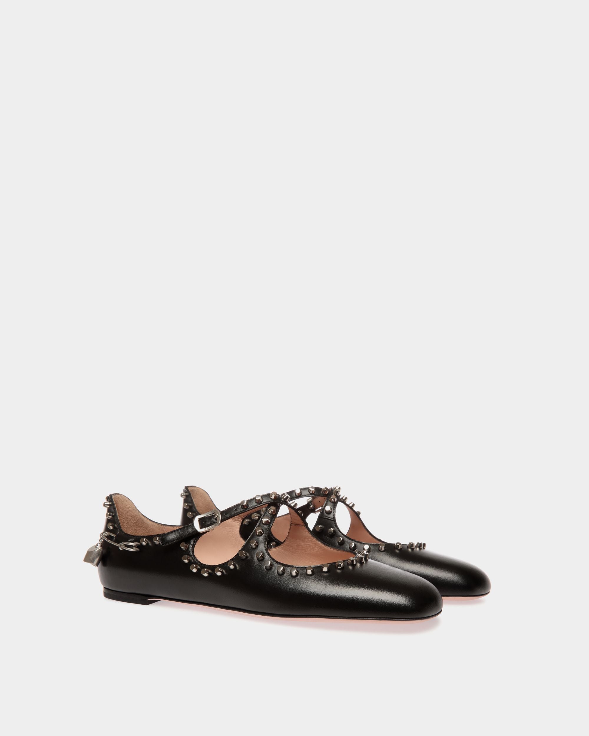 Ballyrina Ballerina Aus Schwarzem Leder Mit Nieten - Damen - Bally - 03
