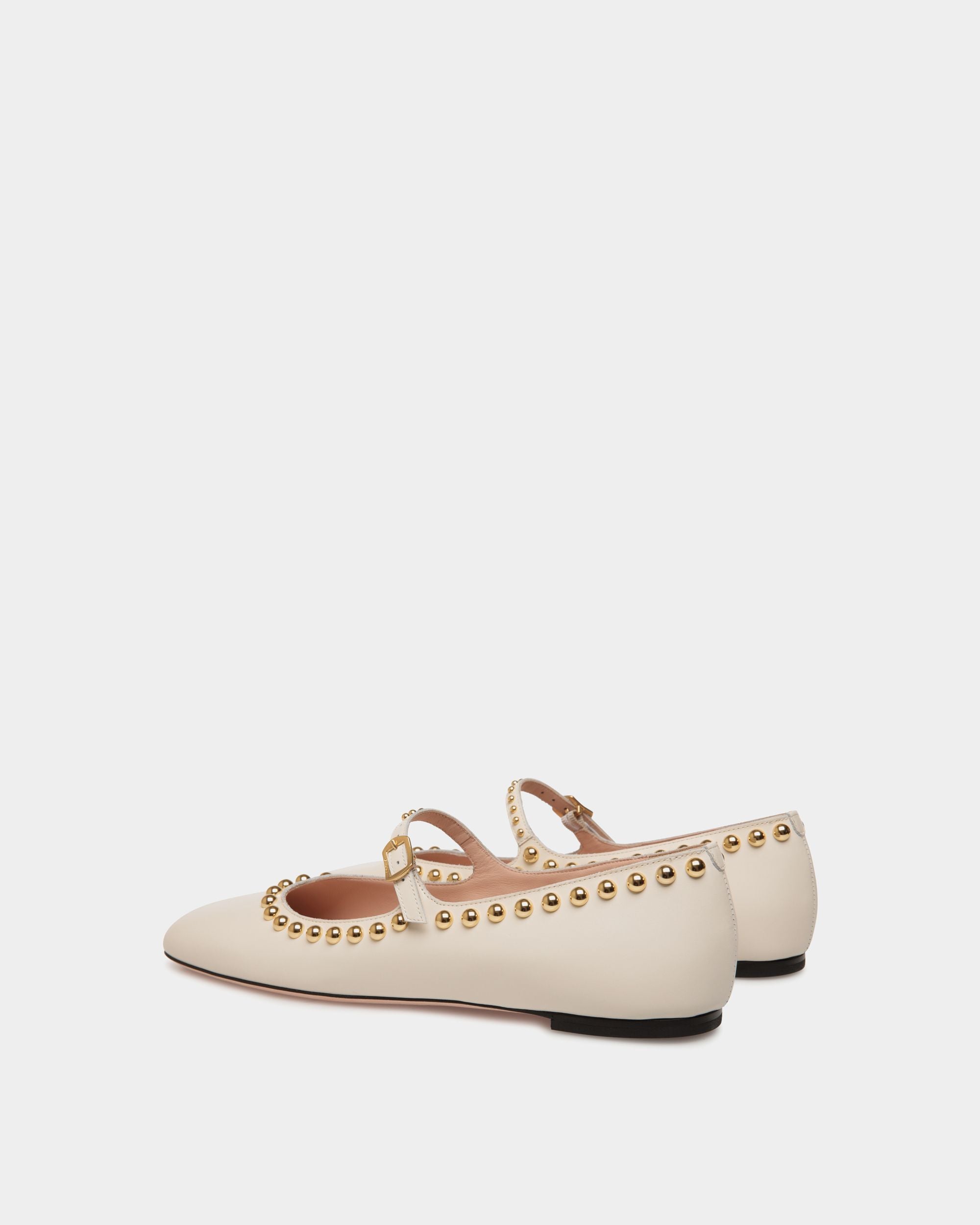 Ballyrina Flat Aus Leder In Elfenbein - Damen - Bally - 01