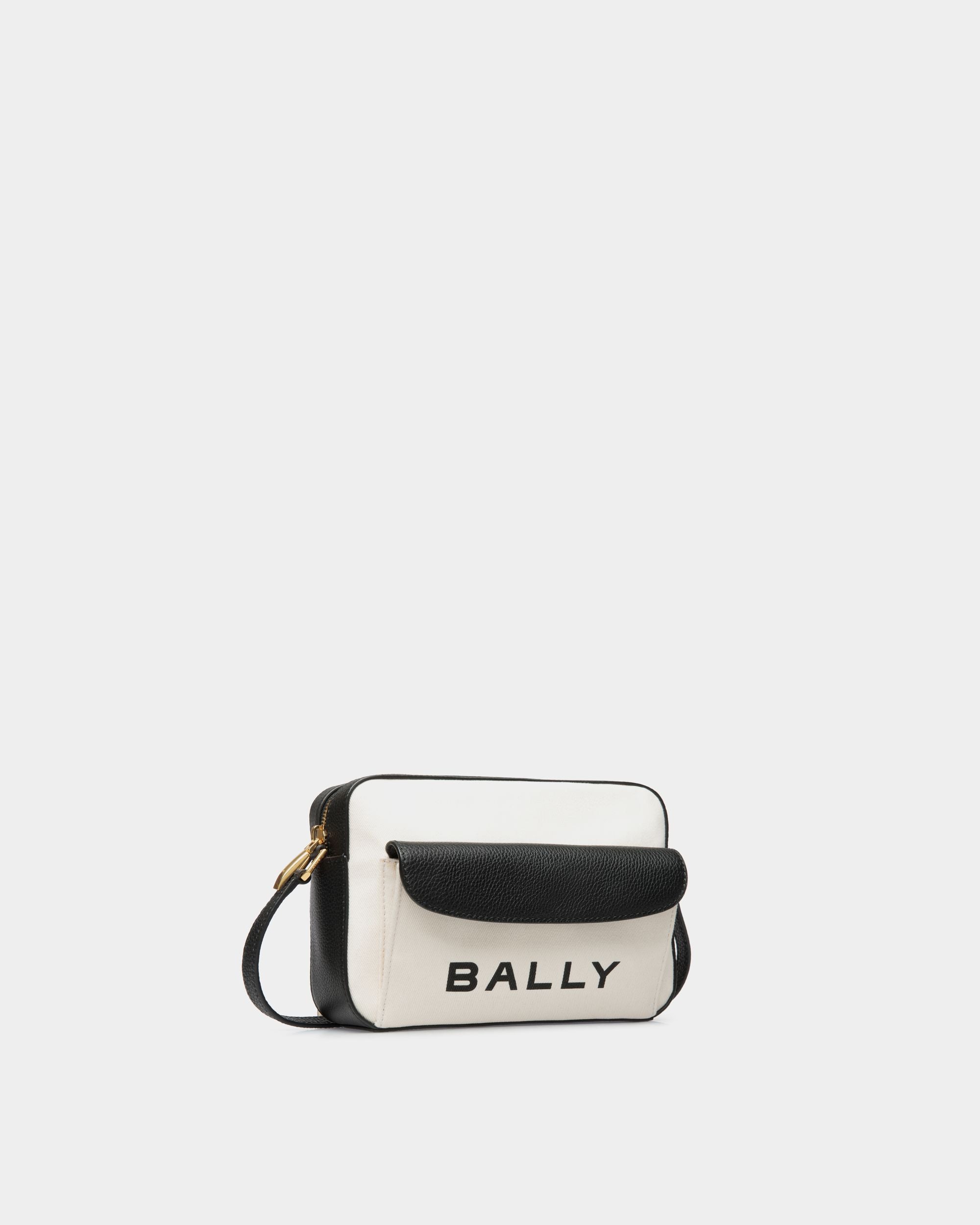 Bar Umhängetasche Aus Weißem Stoff Und Schwarzem Leder - Damen - Bally - 03