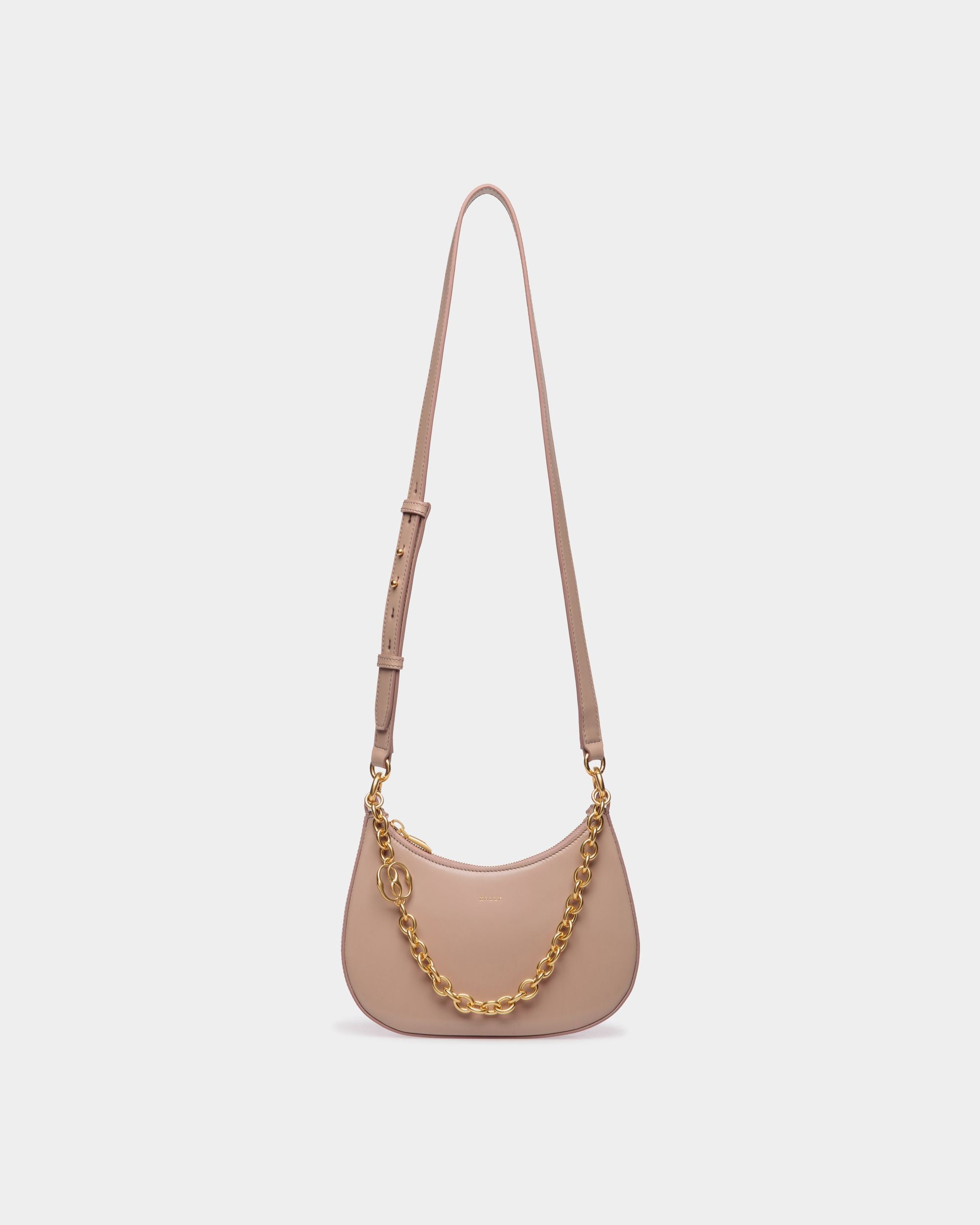Emblem Mini-Umhängetasche Aus Gebürstetem Leder In Light Beige - Damen - Bally - 01