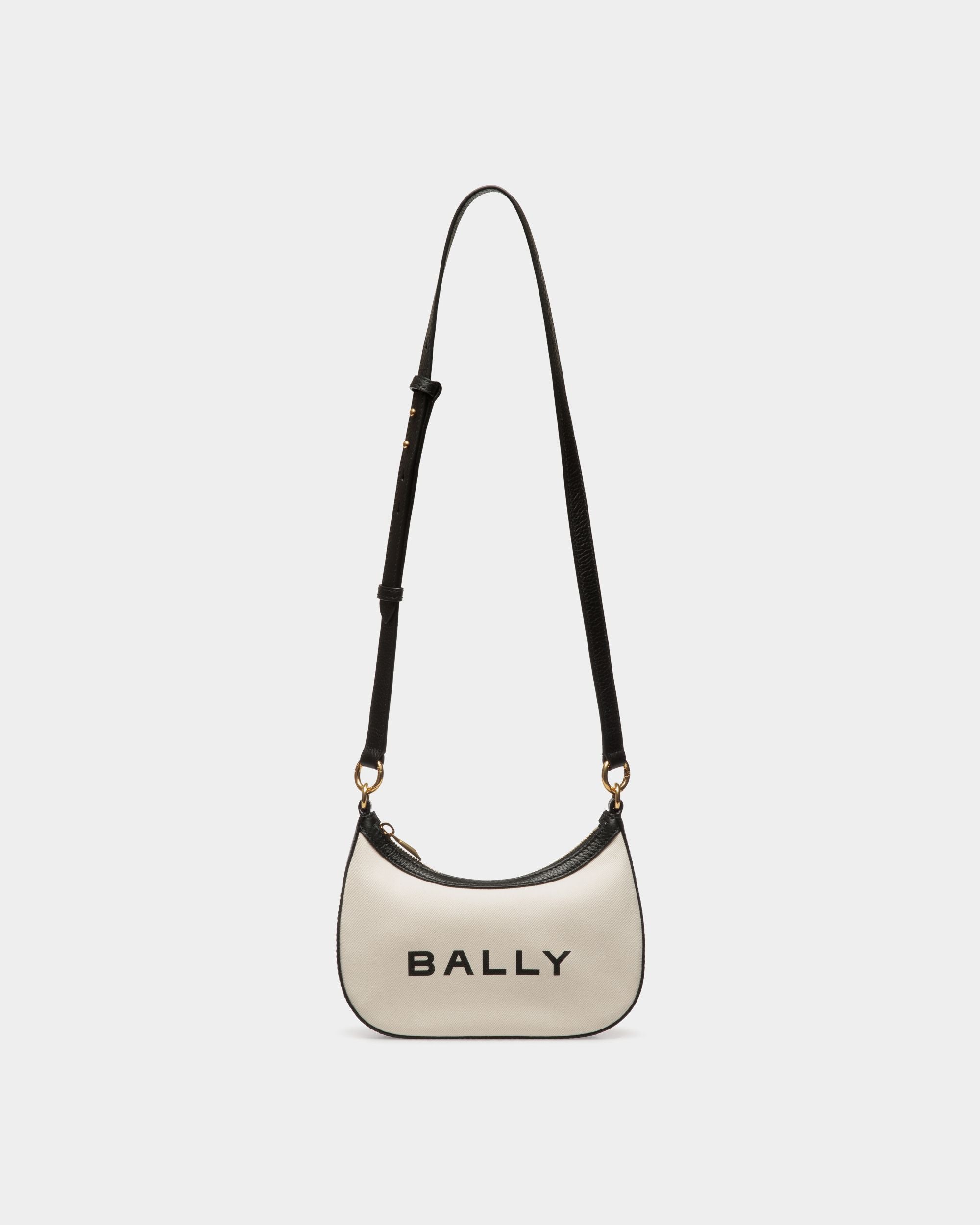 Bar Mini-Umhängetasche Aus Weißem Canvas Und Schwarzem Leder - Damen - Bally - 01