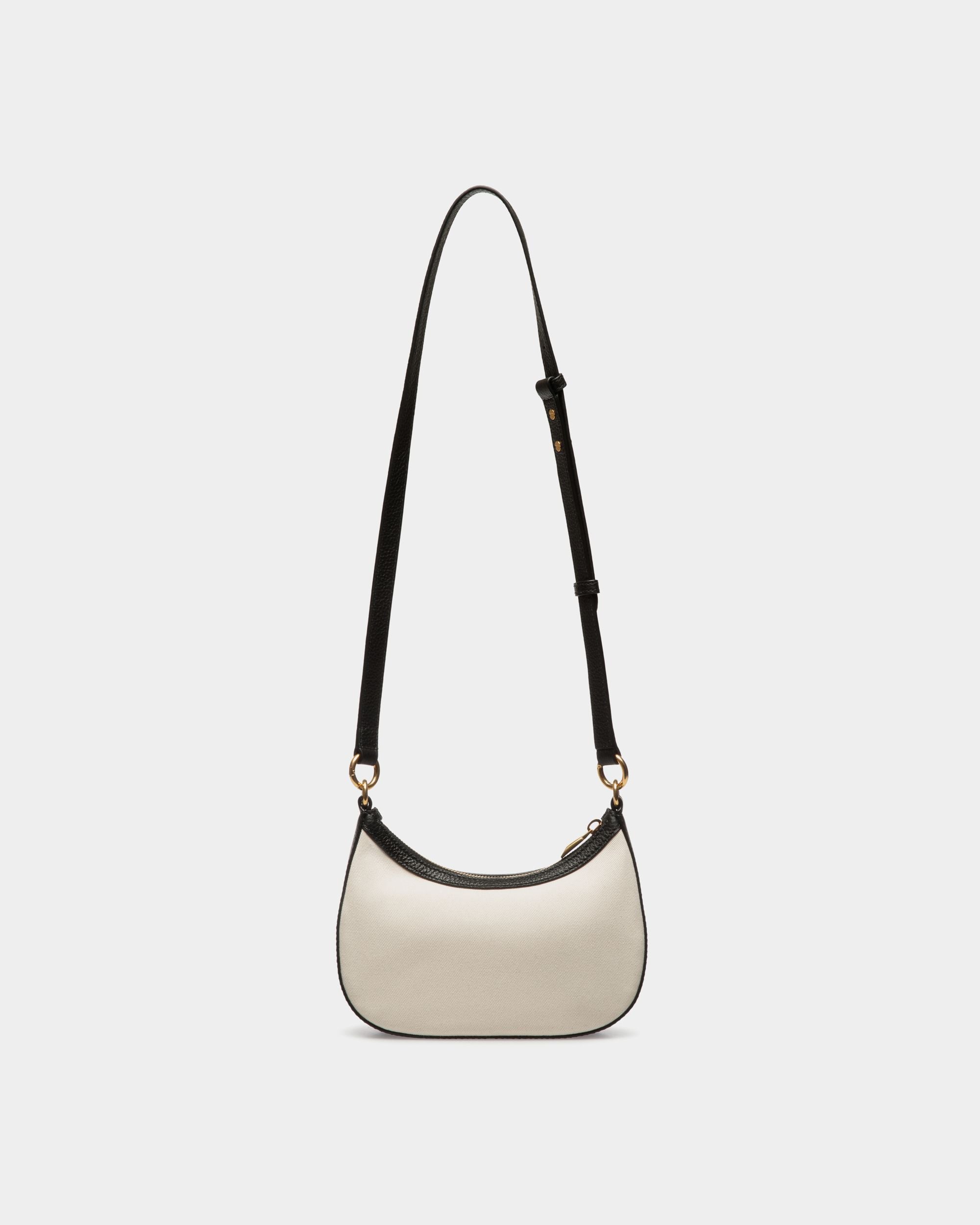 Bar Mini-Umhängetasche Aus Weißem Canvas Und Schwarzem Leder - Damen - Bally - 02