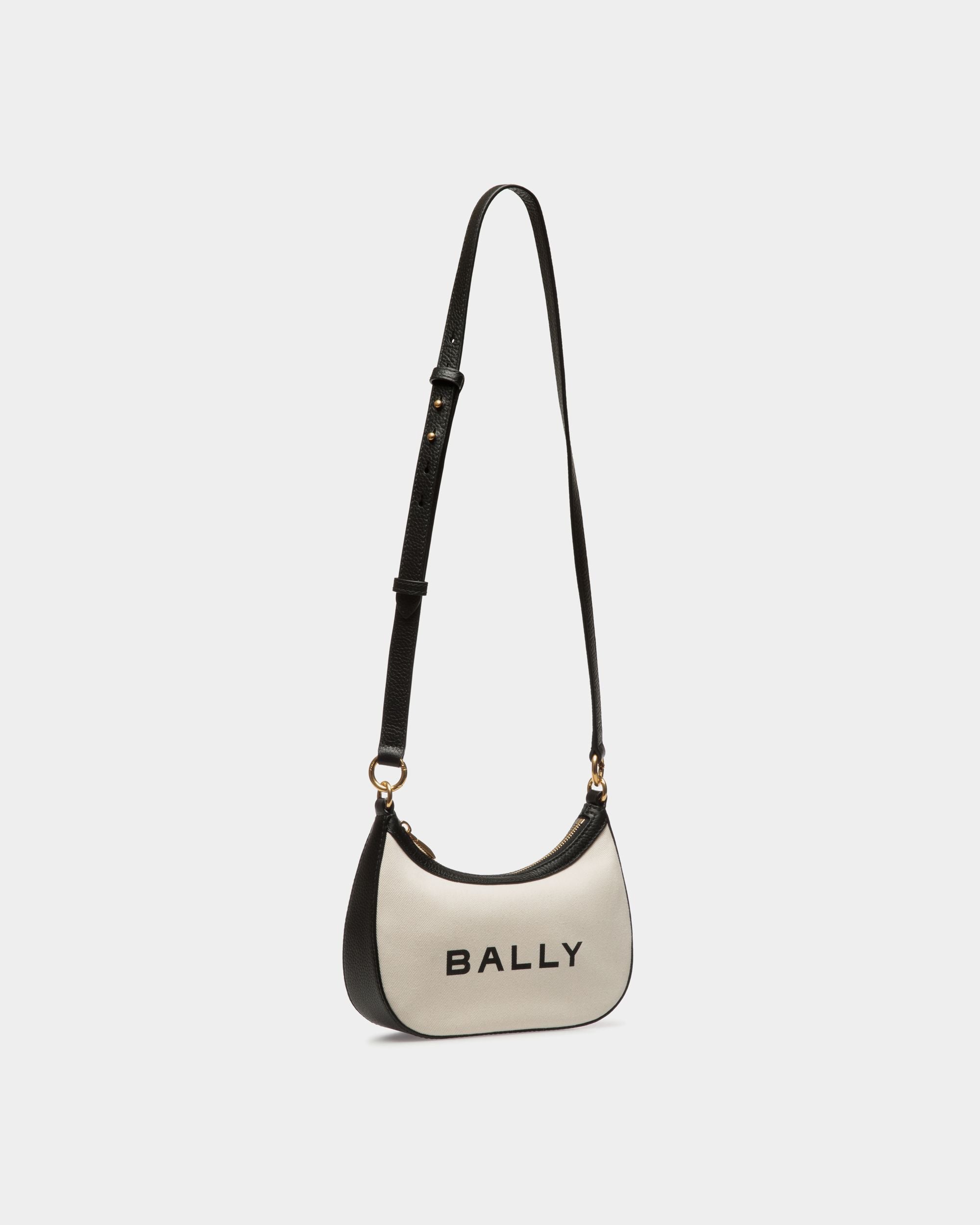 Bar Mini-Umhängetasche Aus Weißem Canvas Und Schwarzem Leder - Damen - Bally - 03