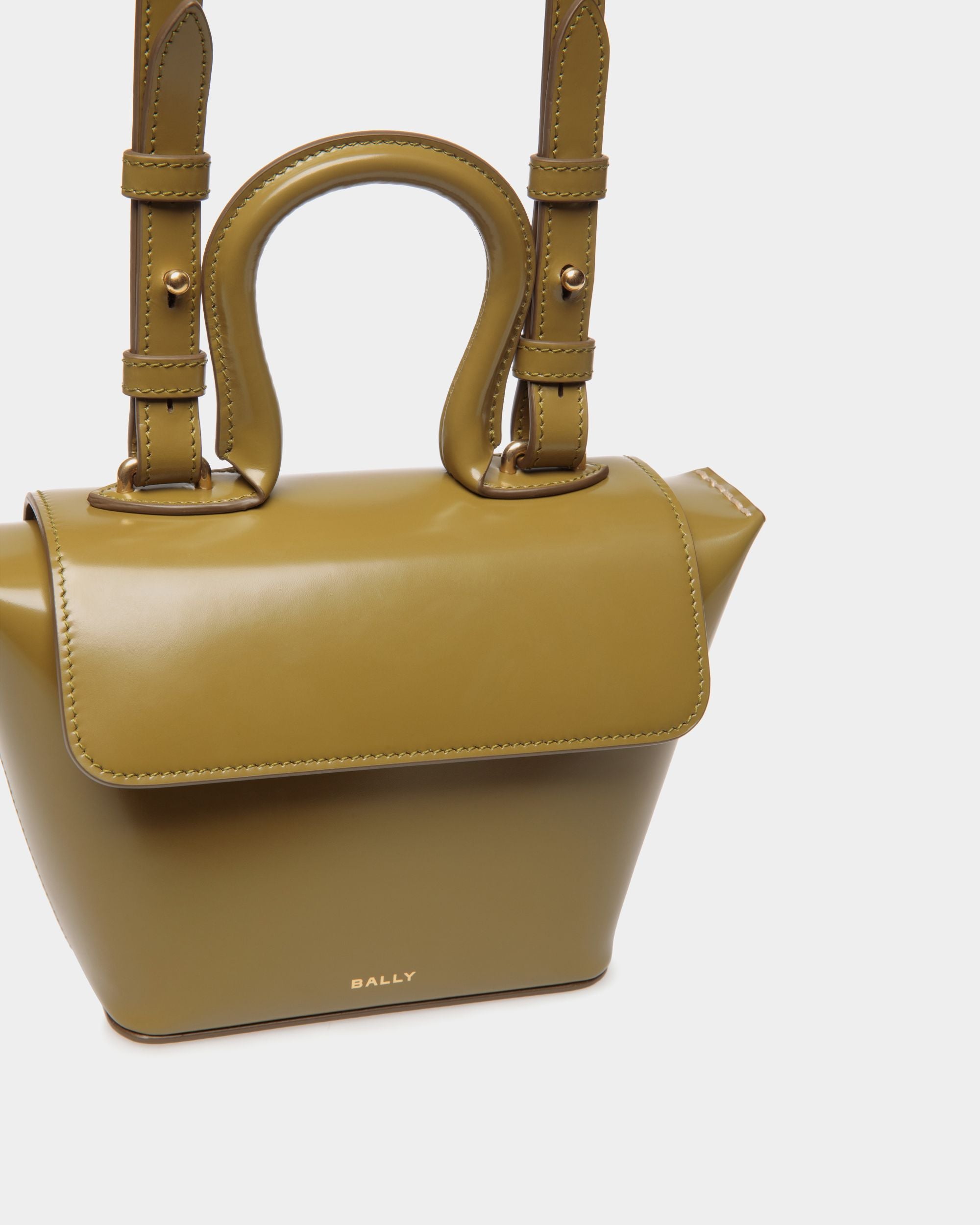 Belle Minitasche Aus Gebürstetem Leder In Olive Green - Damen - Bally - 06