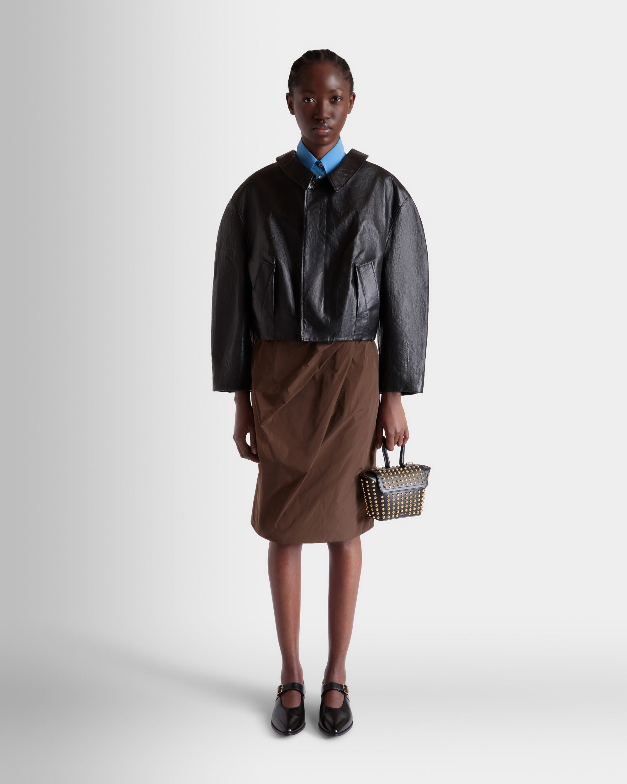 Belle Minitasche Aus Schwarzem Leder Mit Nieten - Damen - Bally - 02