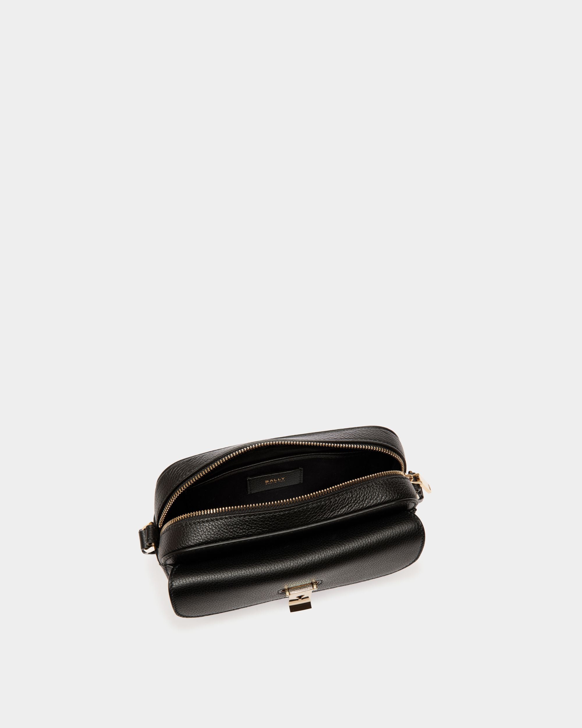 Kleine Lock Me Umhängetasche Für Damen Aus Genarbtem Leder In Schwarz - Damen - Bally - 05